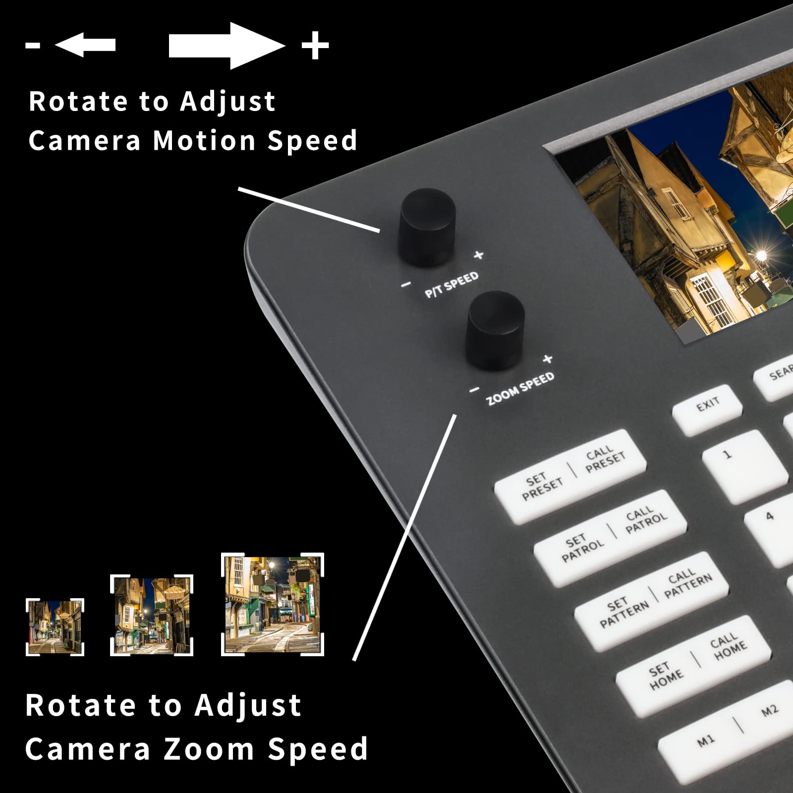 PTZ Camera 4D Joystick Controller with PoE | 5-Inch LCD Network Keyboard | H.264/H.265 Decoding | Compatible with Dome Security IP Cameras | Ideal for Surveillance Control Rooms & Security Monitoring