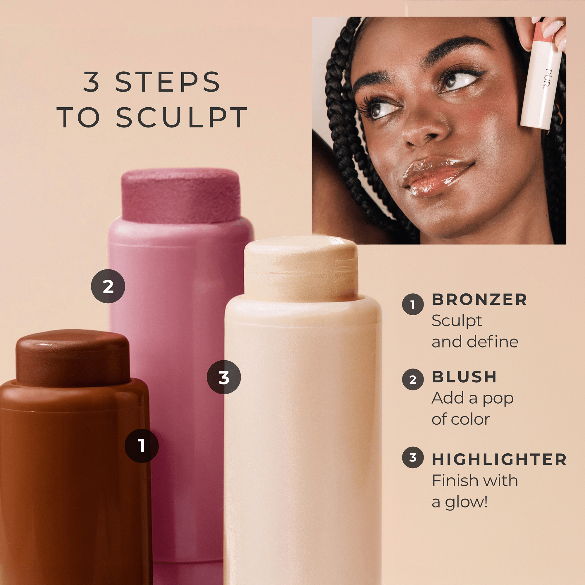 Silky Tint Creamy Multitasking Stick with Peptides - 3-in-1 Lip, Cheek & Eye Color Stick for Natural Makeup Look | Perfect for Daily Use, Travel & On-the-Go Touch Ups