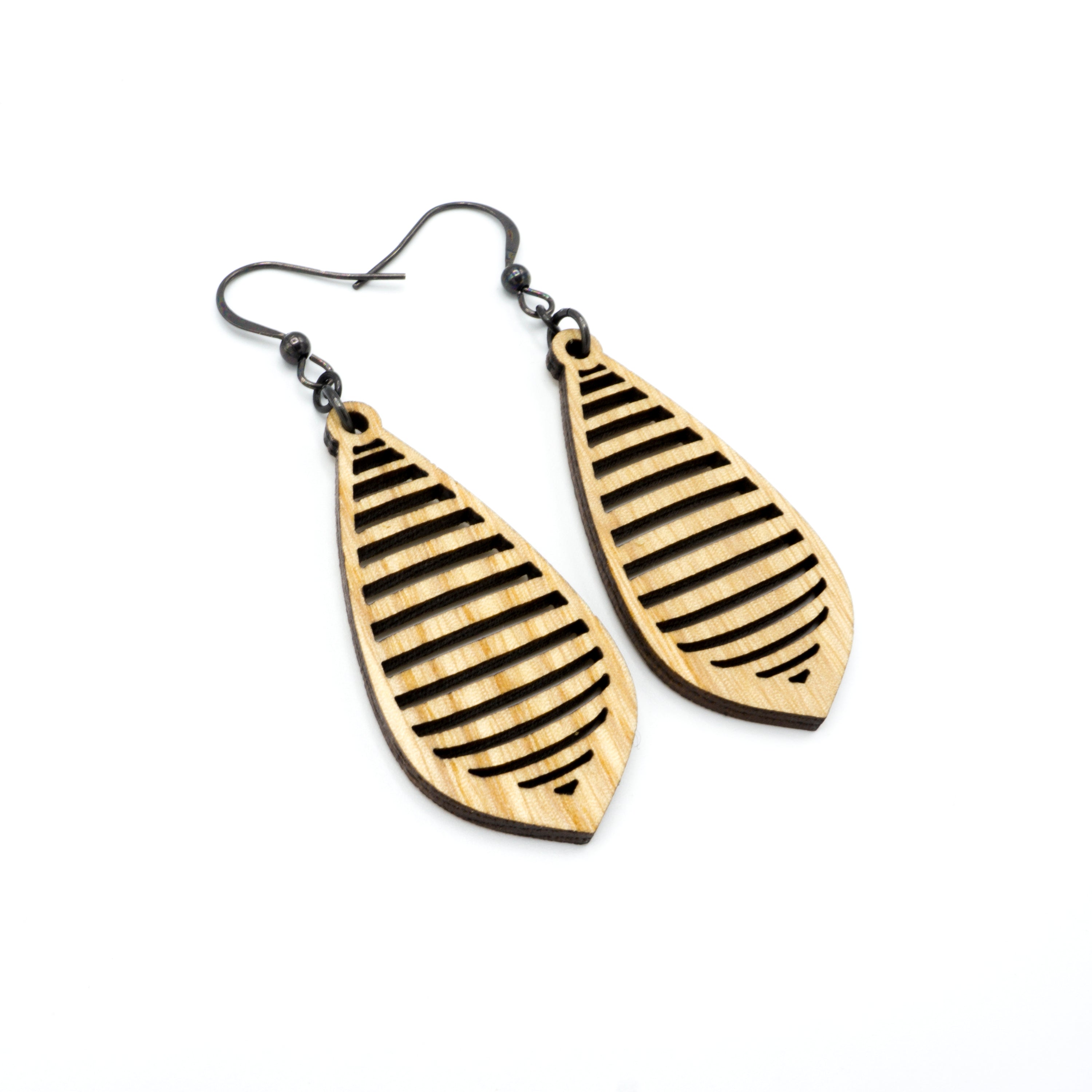 Gem Point 12 [S] Wooden Earrings - Handcrafted Ash Wood Dangle Earrings for Women | Boho Chic Jewelry for Casual Wear, Parties & Special Occasions