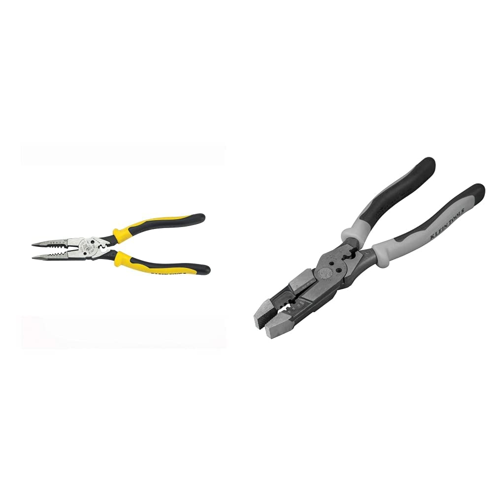 Klein Tools J207-8CR Needle Nose Pliers & J215-8CR Multi-Tool Pliers Set - Professional Electrician Tools for Wiring, Cutting, and DIY Projects - Perfect for Home Repair, Automotive Work, and Electrical Installations
