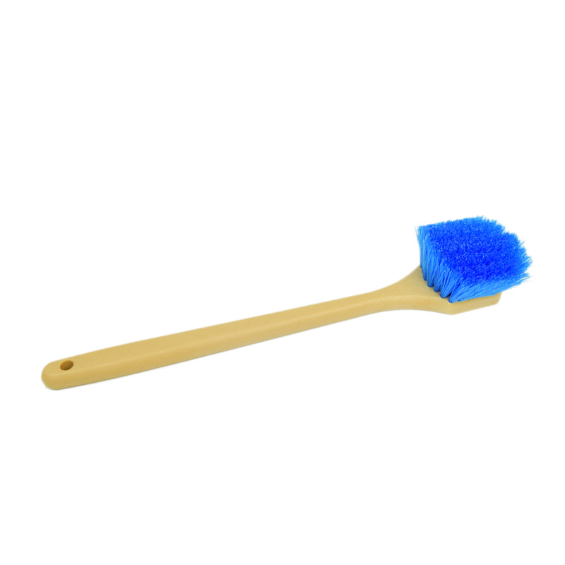 Long Handle Feathered Bristle Scrub Brush - Heavy Duty Cleaning Brush for Kitchen, Bathroom, Tiles & Grout - Perfect for Deep Cleaning Pots, Pans, Sinks & Tough Stains