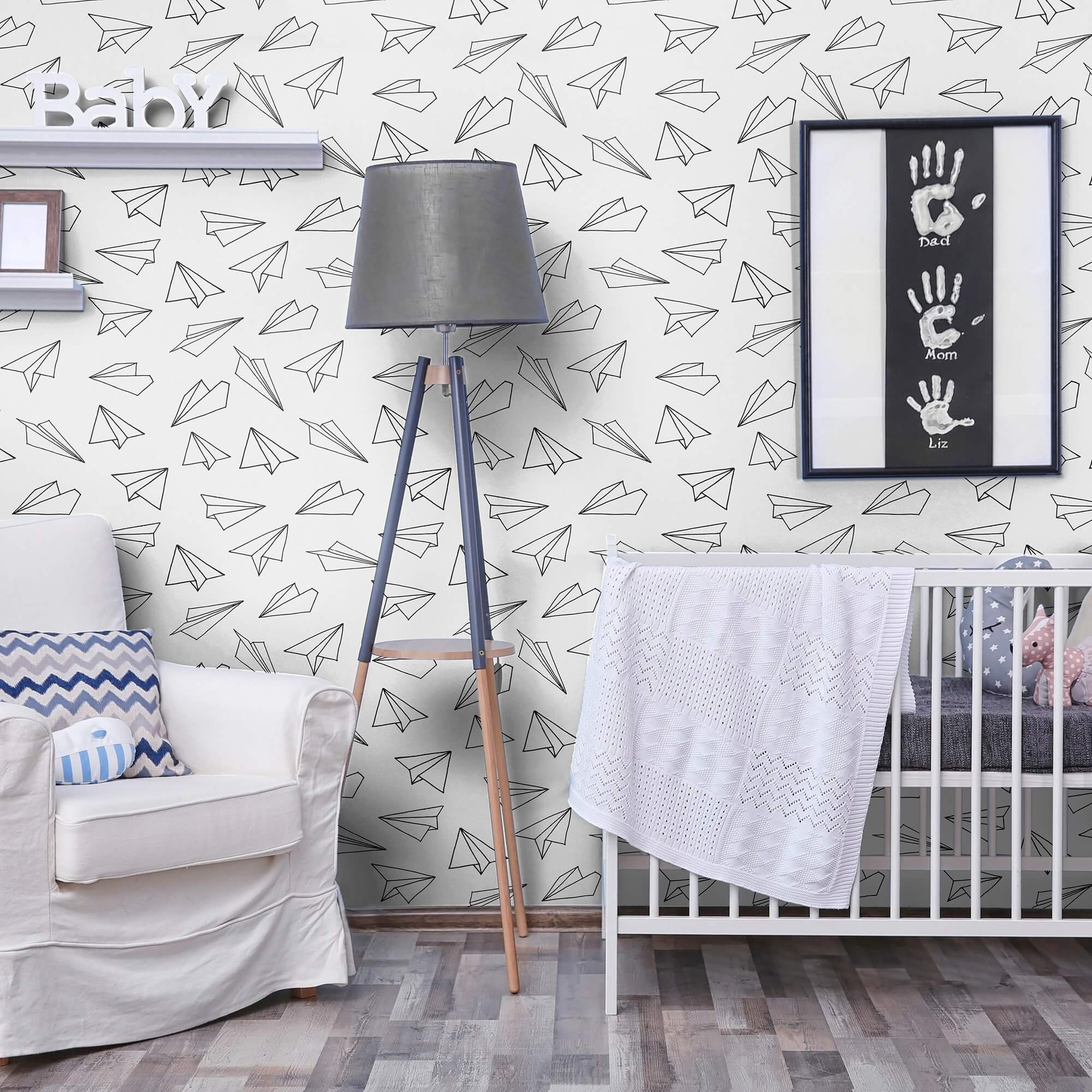 Retro Black and White Peel and Stick Removable Wallpaper for Kids - Easy DIY Nursery, Bedroom, Playroom Decoration - 2940