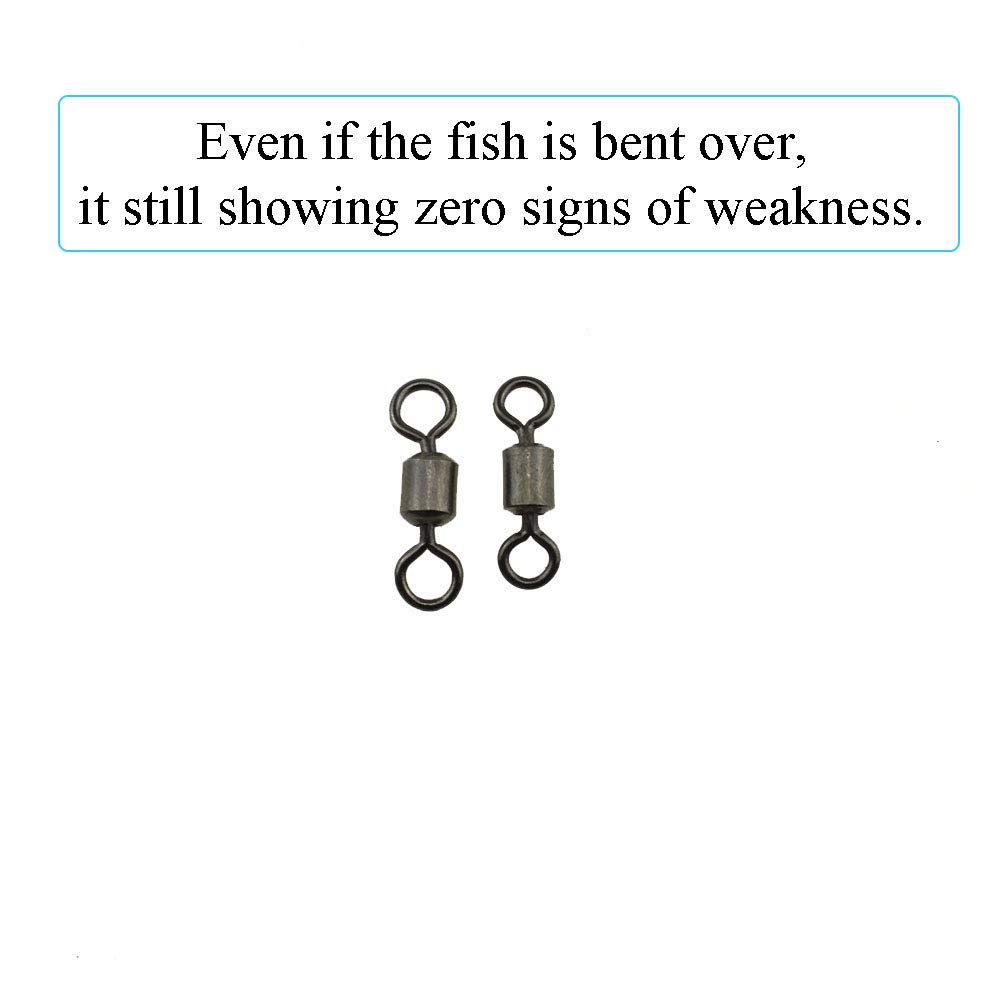 Premium Stainless Steel Fishing Rolling Swivels - No Tangle Barrel Bearing Swivel with Solid Welding Ring for Big Fish, Freshwater & Saltwater Rod Reel - Ideal for Bass, Catfish, and Deep Sea Fishing