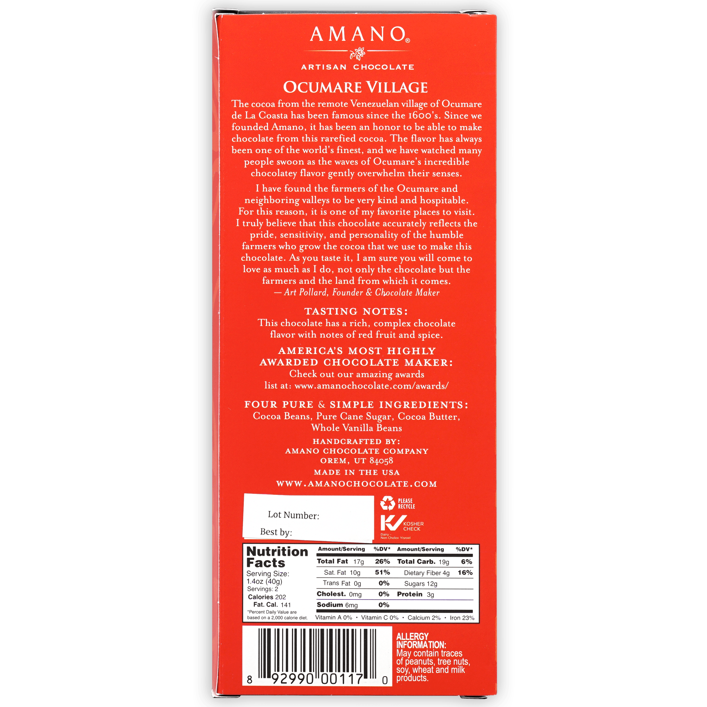 Premium Amano Ocumare 70% Dark Chocolate Bar - Rich & Smooth Single-Origin Venezuelan Cocoa - Perfect for Baking, Gifting & Gourmet Desserts