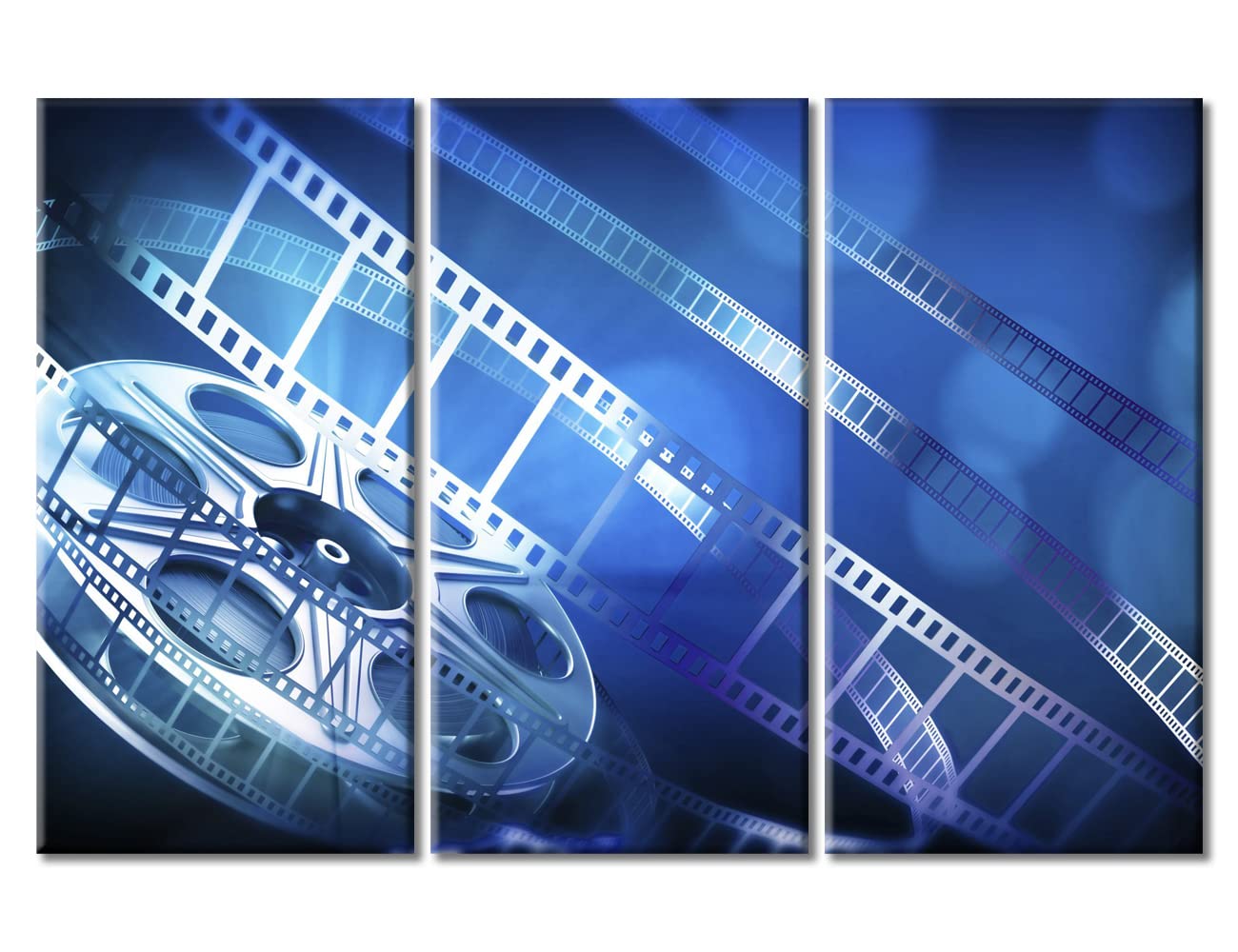 Vintage Film Clapper Wall Art Set - 3 Piece Canvas Movie Theater Decor with Projector Print - Stretched & Framed Ready to Hang (60