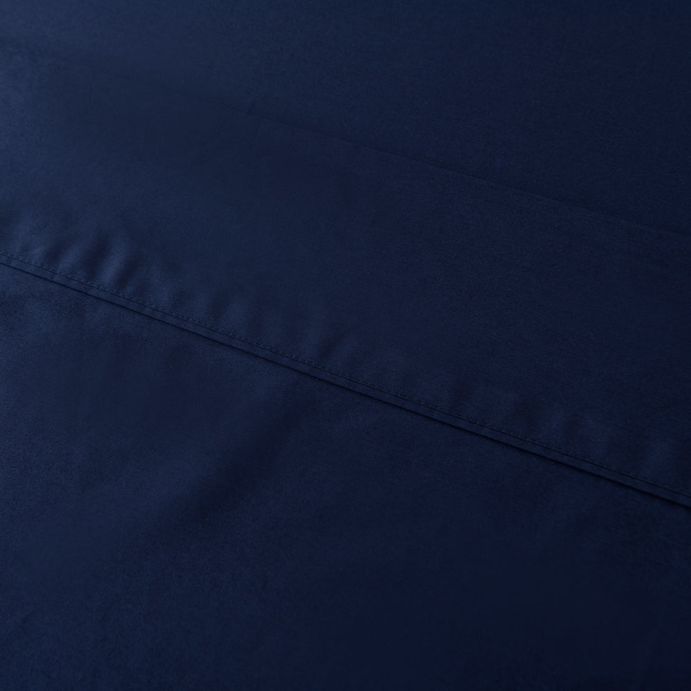 Casey Cotton Flat Sheet 400 Thread Count Navy Blue - Queen Size Bed Sheet Set for Comfortable Sleep & Luxury Bedding | Perfect for Master Bedroom, Guest Room & Hotel Use