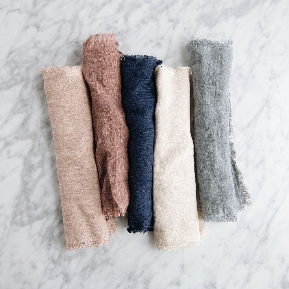 Premium Stonewashed Linen Dinner Napkins - 100% Natural Fabric, Set of 4 - Elegant & Absorbent for Formal Dining, Parties & Everyday Use