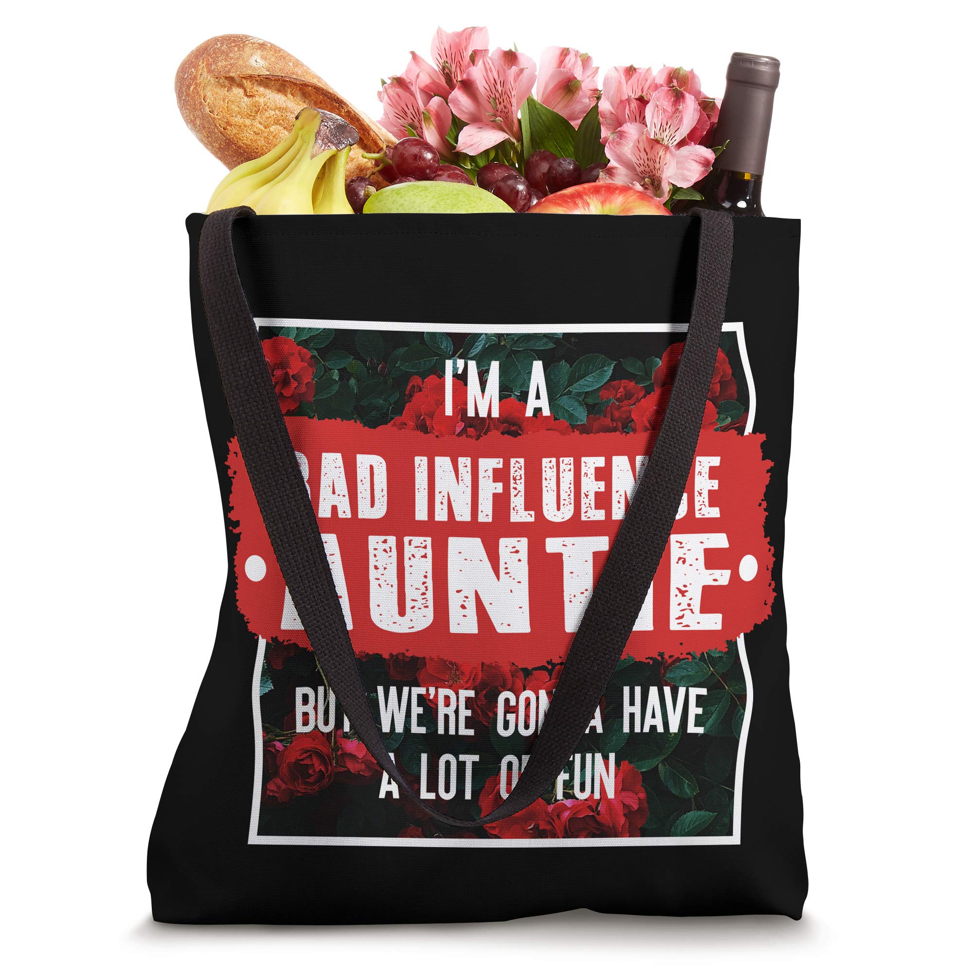 Funny Bad Influence Auntie Tote Bag - Cute Mothers Day Gift for Women - Perfect for Shopping, Beach & Daily Use