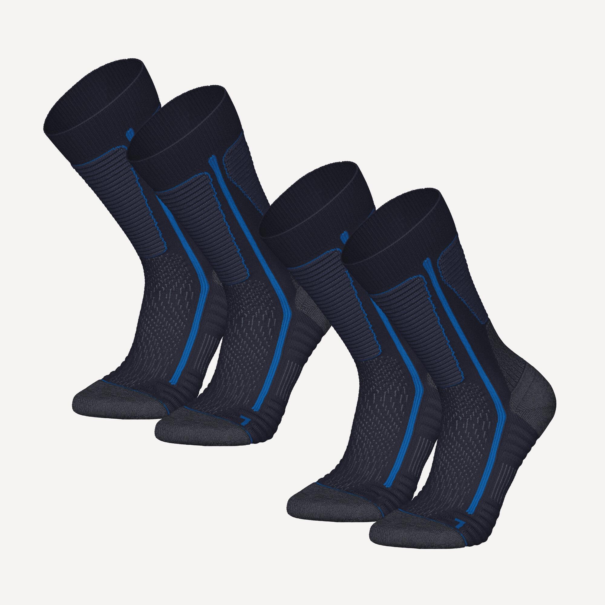 Quechua SH500 Merino Wool Winter Mid Socks for Men & Women - 2 Pairs Pack - Warm Thermal Hiking Socks for Outdoor Activities, Skiing & Snowboarding