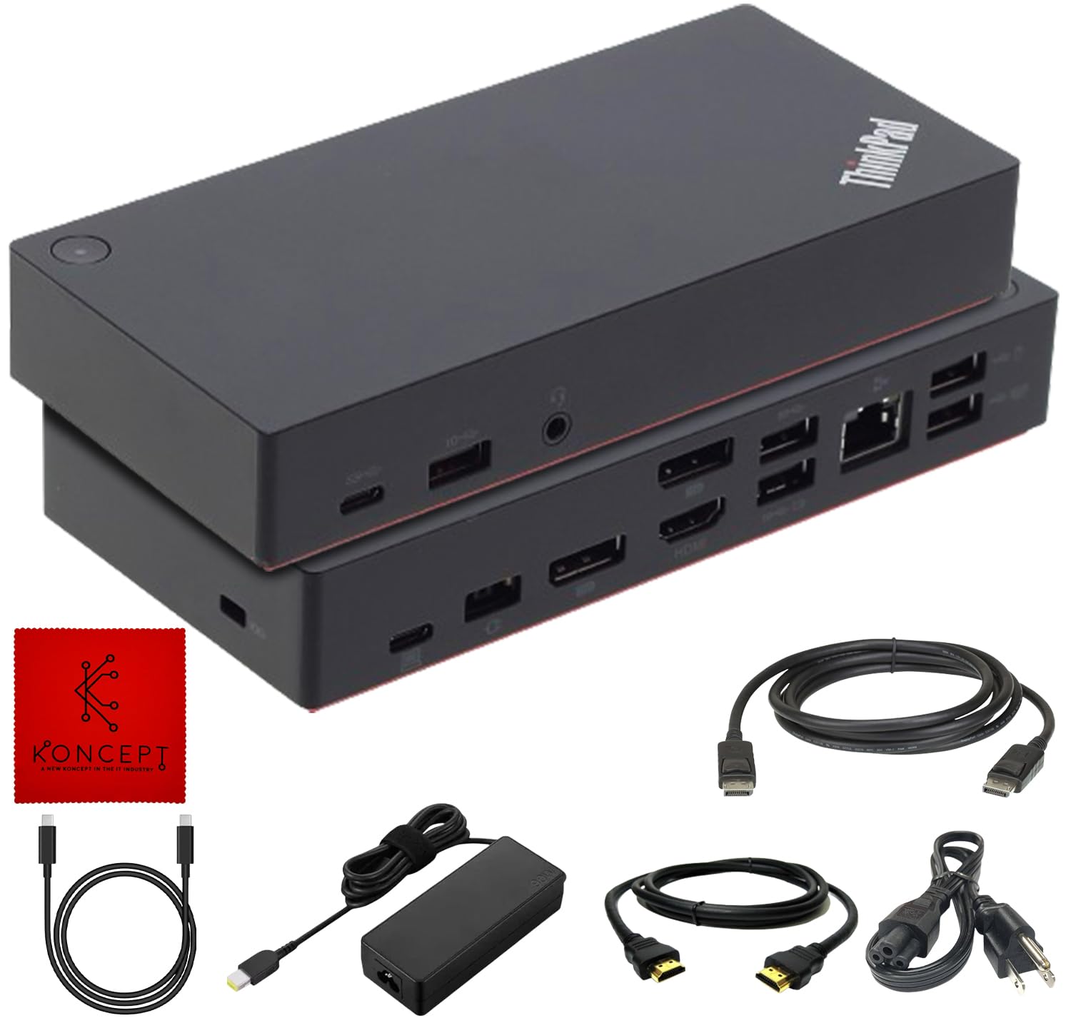 Lenovo ThinkPad USB-C Gen 2 Docking Station (40AS0090US) - Thunderbolt 3 Dock with HDMI, DisplayPort & USB-C Cable - Universal Laptop Dock for Office & Home Workspace (Renewed with 1-Year Warranty)