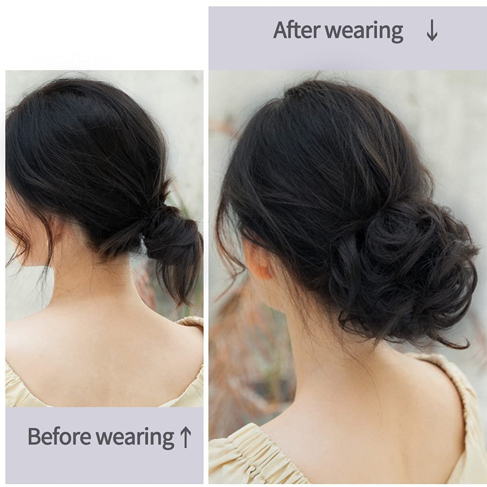 SSMART 2-Pack Messy Hair Bun Extensions for Instant Updo Hairstyles - Black | Perfect for Parties, Weddings & Everyday Styling