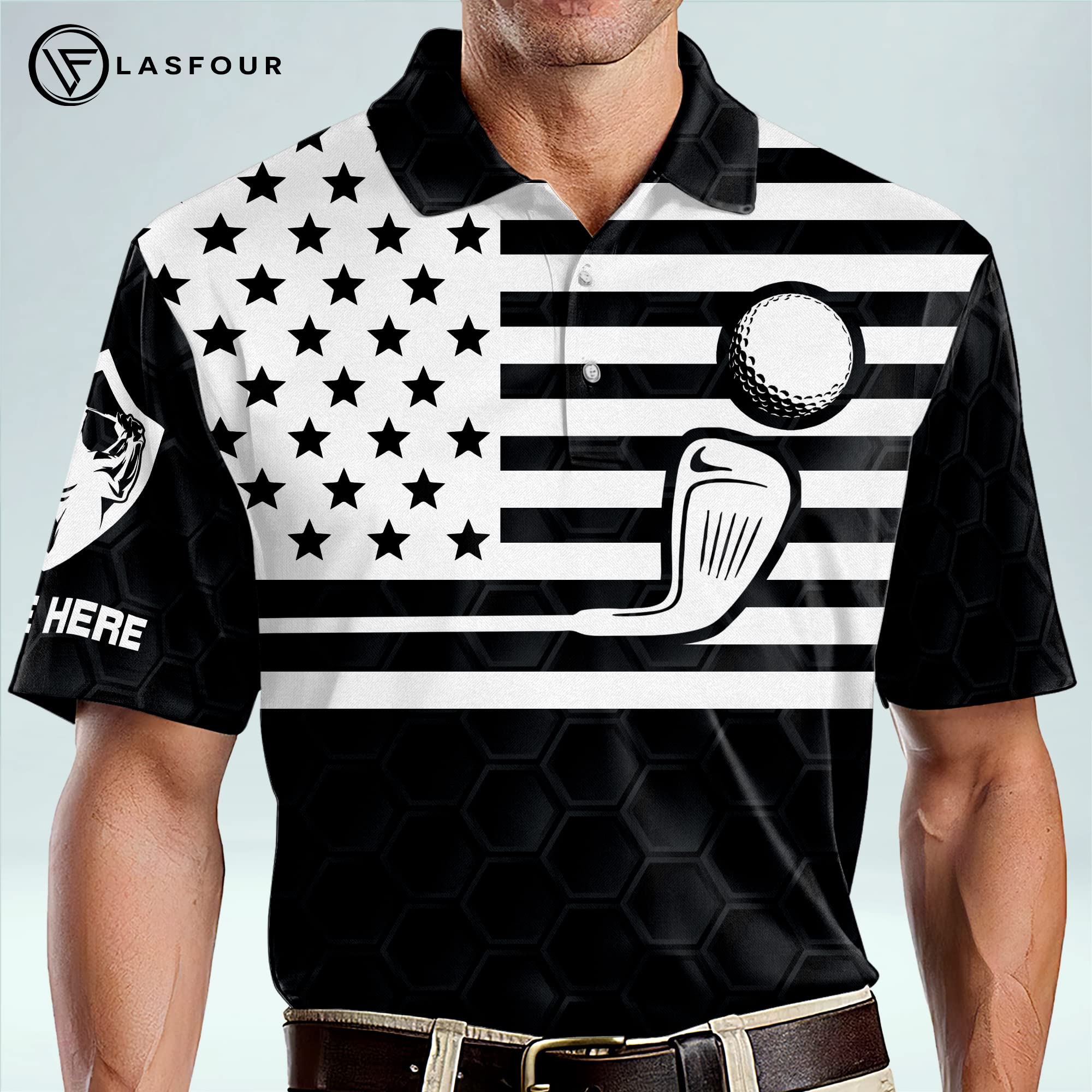 Funny Golf Polo Shirts for Men - 3D Printed 'Swing Swear Find The Ball Repeat' Design | Moisture Wicking Short Sleeve Performance Polo | Lightweight Dry Fit Golf Shirt for Club & Course | Perfect for Golf Tournaments, Casual Wear & Father's Day Gifts