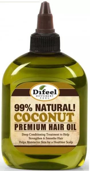 Difeel 99% Pure Coconut Hair Oil with Biotin - Premium Hair Growth Treatment for Dry, Damaged Hair - Perfect for Daily Nourishment & Styling