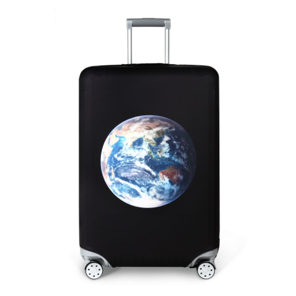 3D Cute Earth Print Travel Rolling Luggage Cover Protector - XL Size for Suitcases | Durable & Stylish Luggage Protector for Airplane, Train & Vacation Trips
