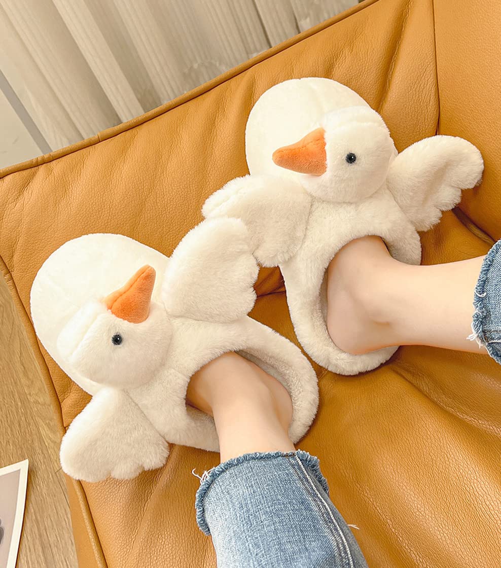 Fluffy Duck Slippers for Women & Men - Cute Animal House Shoes with Non-Slip Sole - Perfect for Bedroom, Thanksgiving, Christmas Gifts & Cozy Home Wear