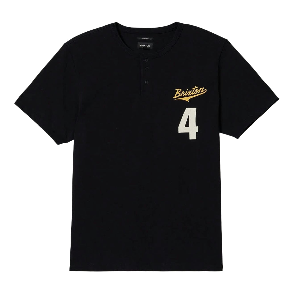 Brixton The League Baseball Tee - Black/Black | Vintage-Inspired Baseball Shirt for Men | Perfect for Casual Wear, Street Style & Baseball Games