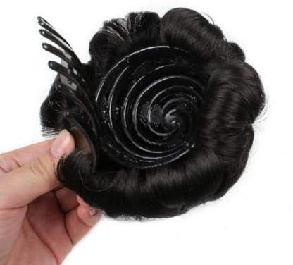 V WOMEN Set of 1 Women's Hair Clutchers Juda Bun With Artificial Synthetic Hair Extension Natural - Black | Hair Accessories for Women | Perfect for Parties, Weddings & Everyday Styling