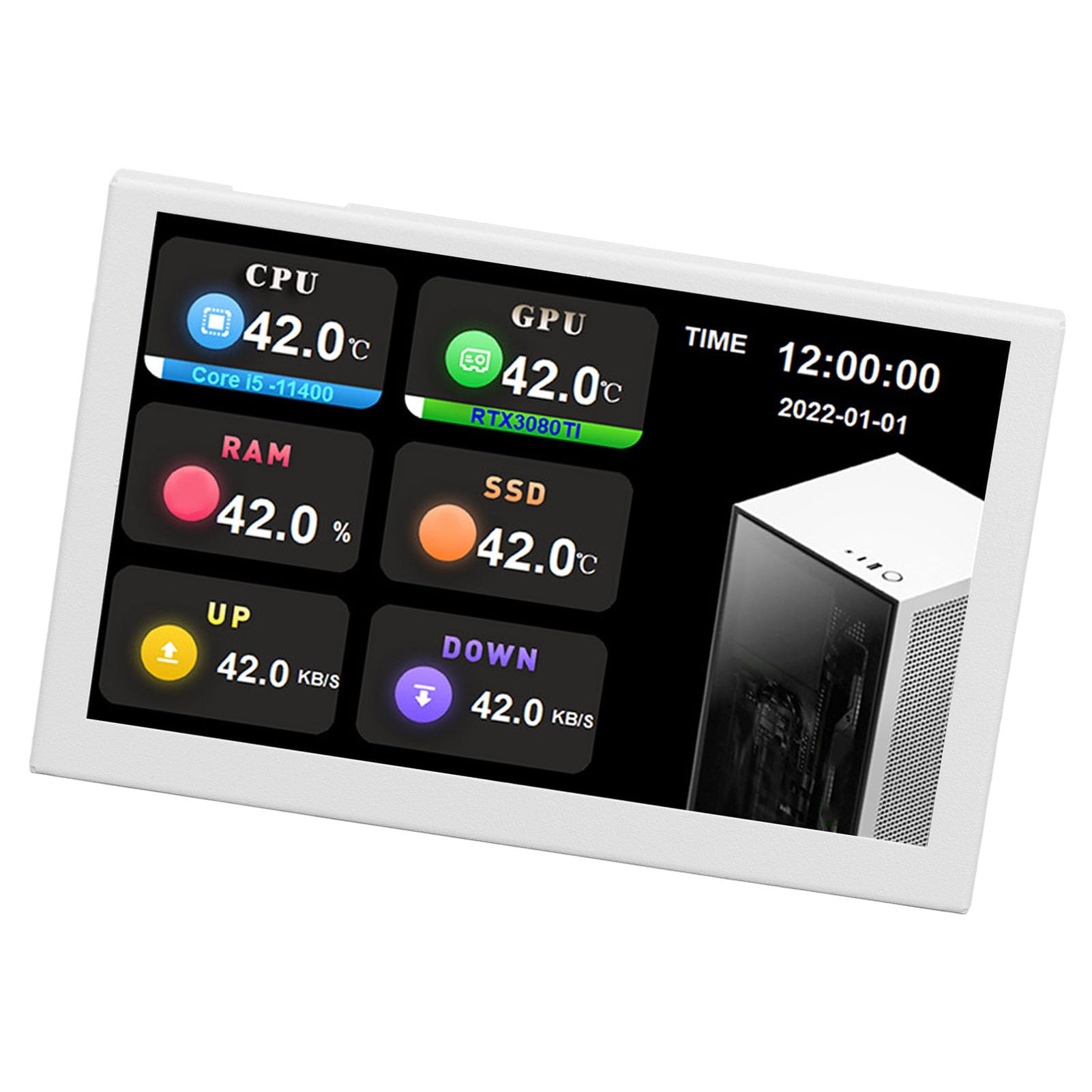 5 Inch Mini USB-C Secondary Monitor - 800x480 Resolution Portable Display for AIDA64, Laptop & PC - Compact Office & Home Workspace Solution (White)