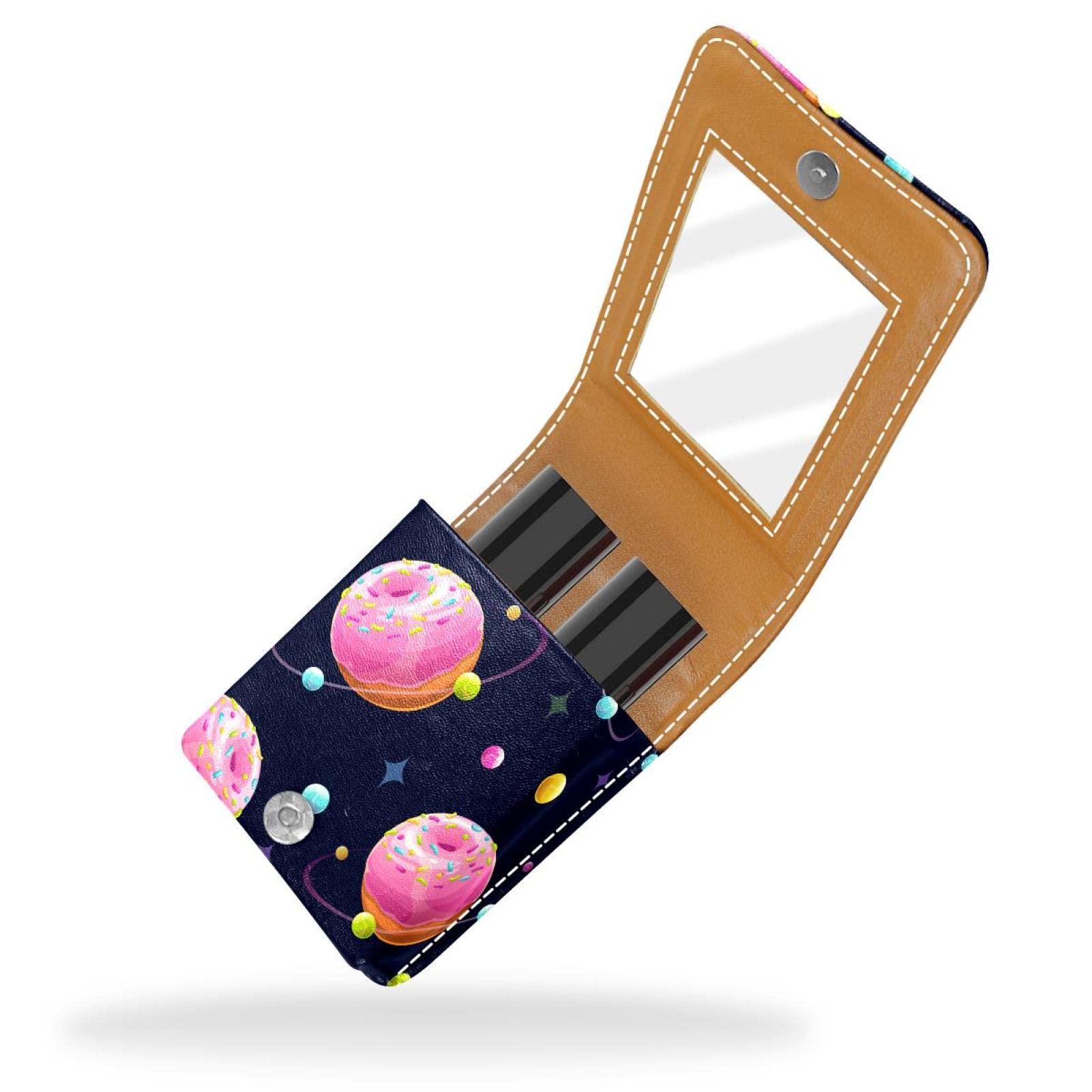 Personalized Lipstick Case - Portable Makeup Bag & Cosmetic Pouch Organizer for Lipsticks, Space Donut Planet Universe Design - Perfect for Travel, Daily Use & Gift Giving