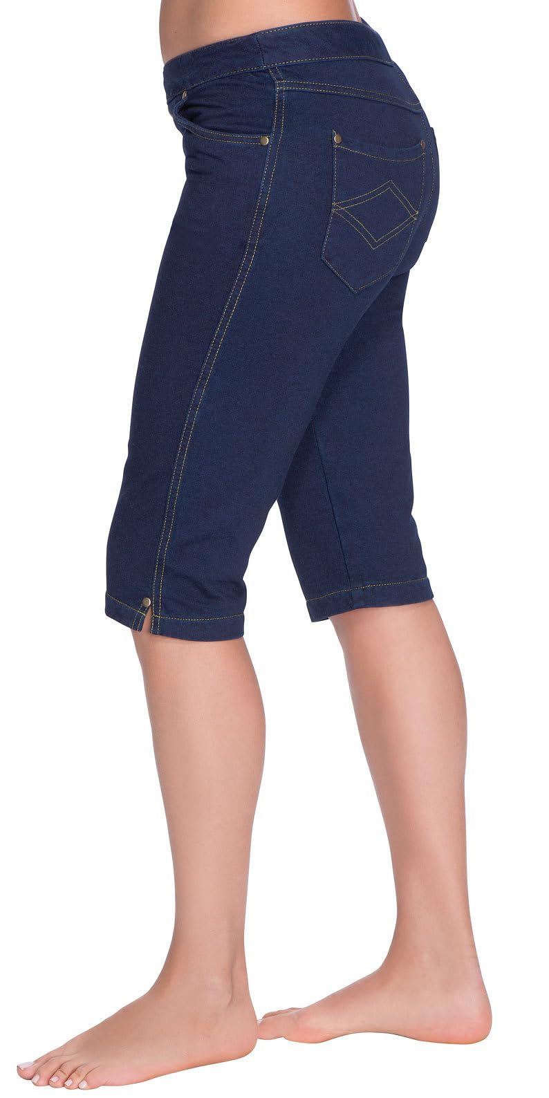 PajamaJeans Women's Bermuda Shorts - Comfortable Knee-Length Pull-On Shorts with Pockets | Perfect for Lounging, Yoga & Summer Outfits