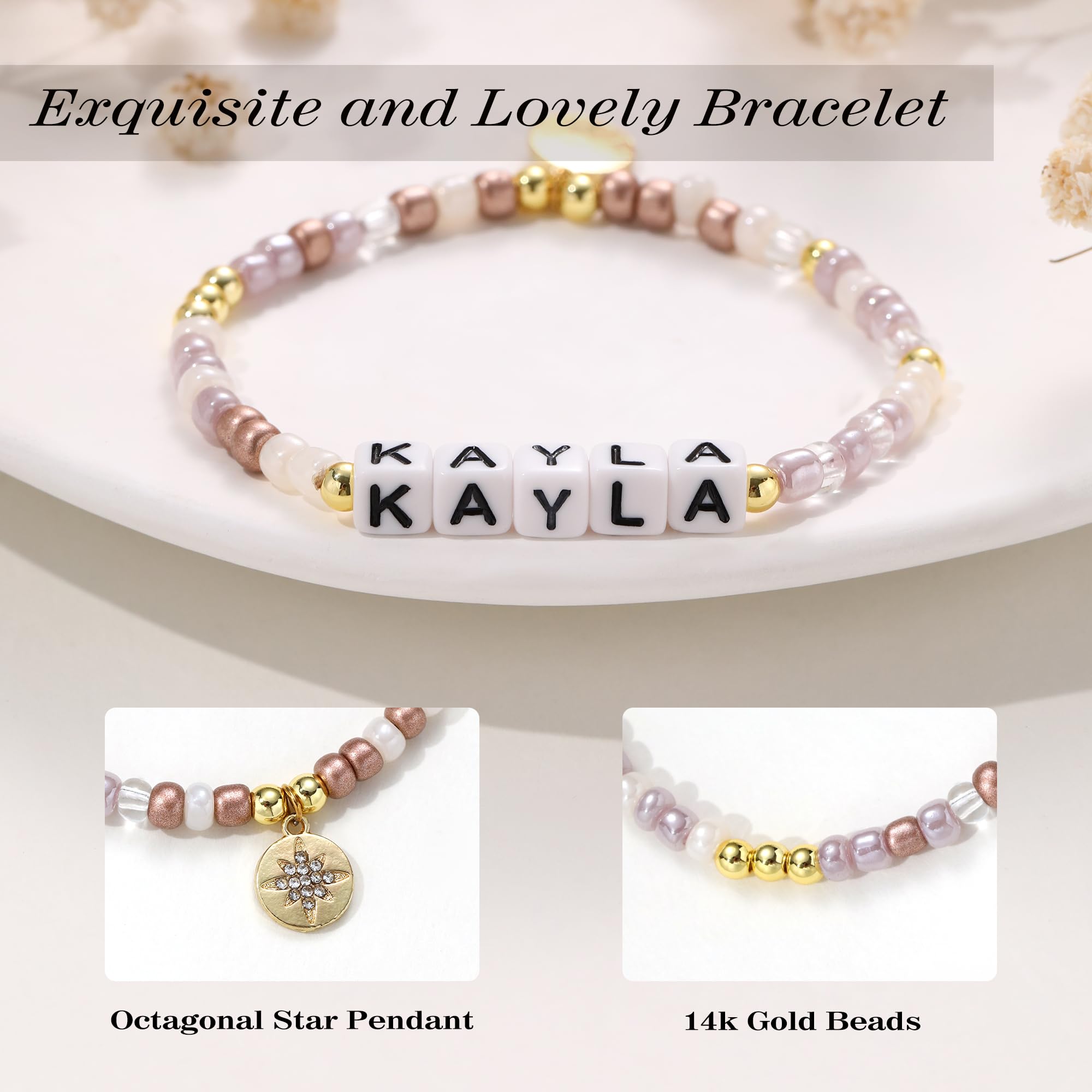 JSJOY Personalized Name Bracelets for Women - Gold Friendship Jewelry, Thoughtful Daughter Gifts from Mom, Birthday & Anniversary Presents for Her, Perfect for Everyday Wear & Special Occasions