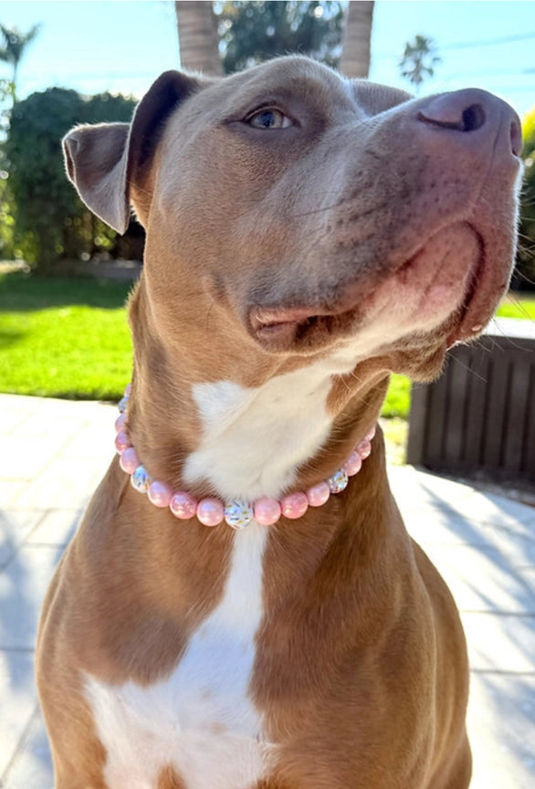 Bubblegum Bash Beaded Dog Collar - Stylish & Durable Pet Accessory for Small & Medium Dogs - Perfect for Daily Walks, Training & Fashion Outfits