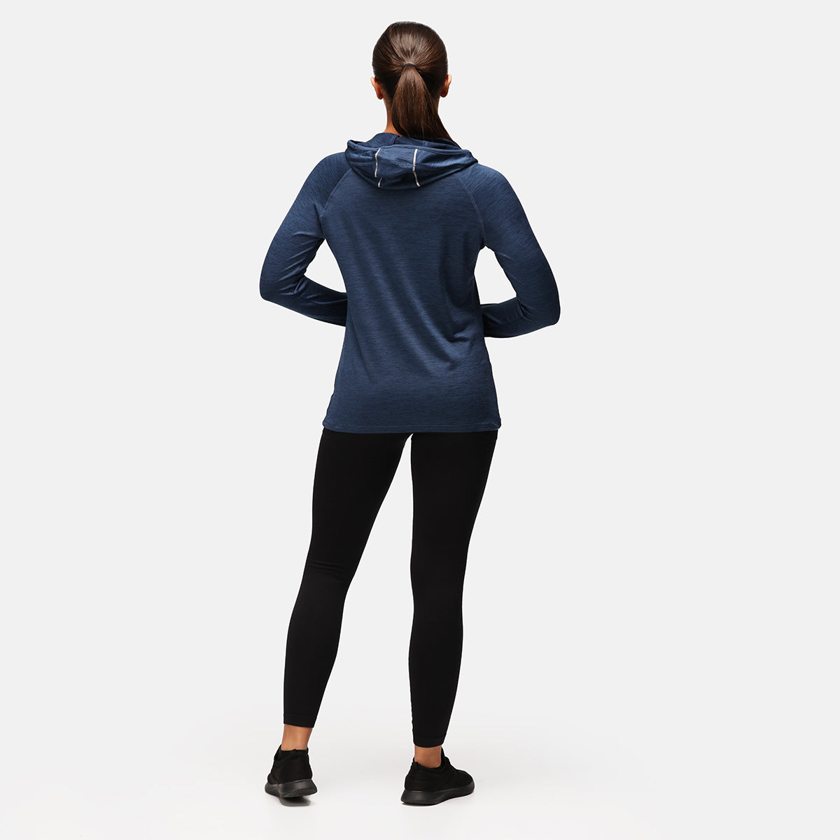 TKB Navy Cowl Neck Hoodie for Women - Soft Fleece Pullover Sweatshirt with Pocket | Perfect for Casual Wear, Workout & Outdoor Activities