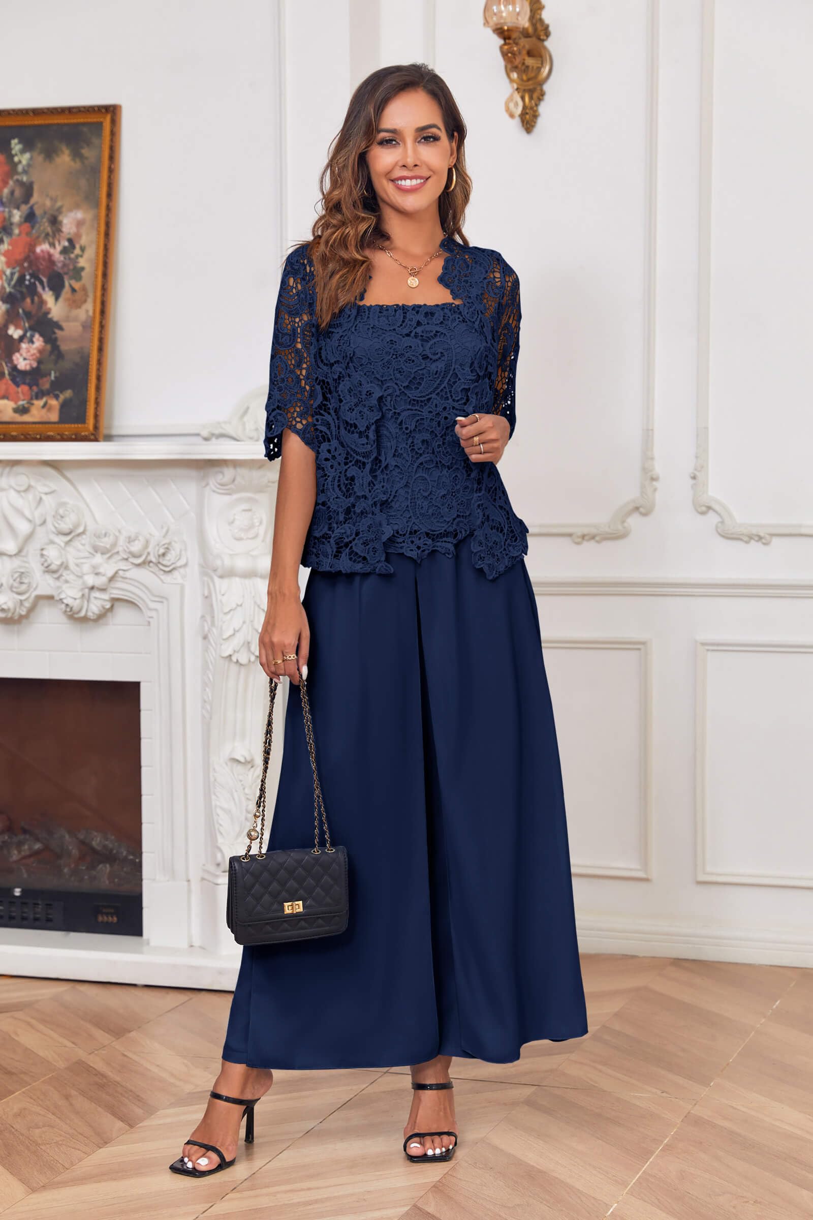 Zongqiven Women's Mother of the Bride Pant Suit Set - Elegant Formal Evening Dress for Wedding Guest, Church, Cocktail Party & Special Occasions