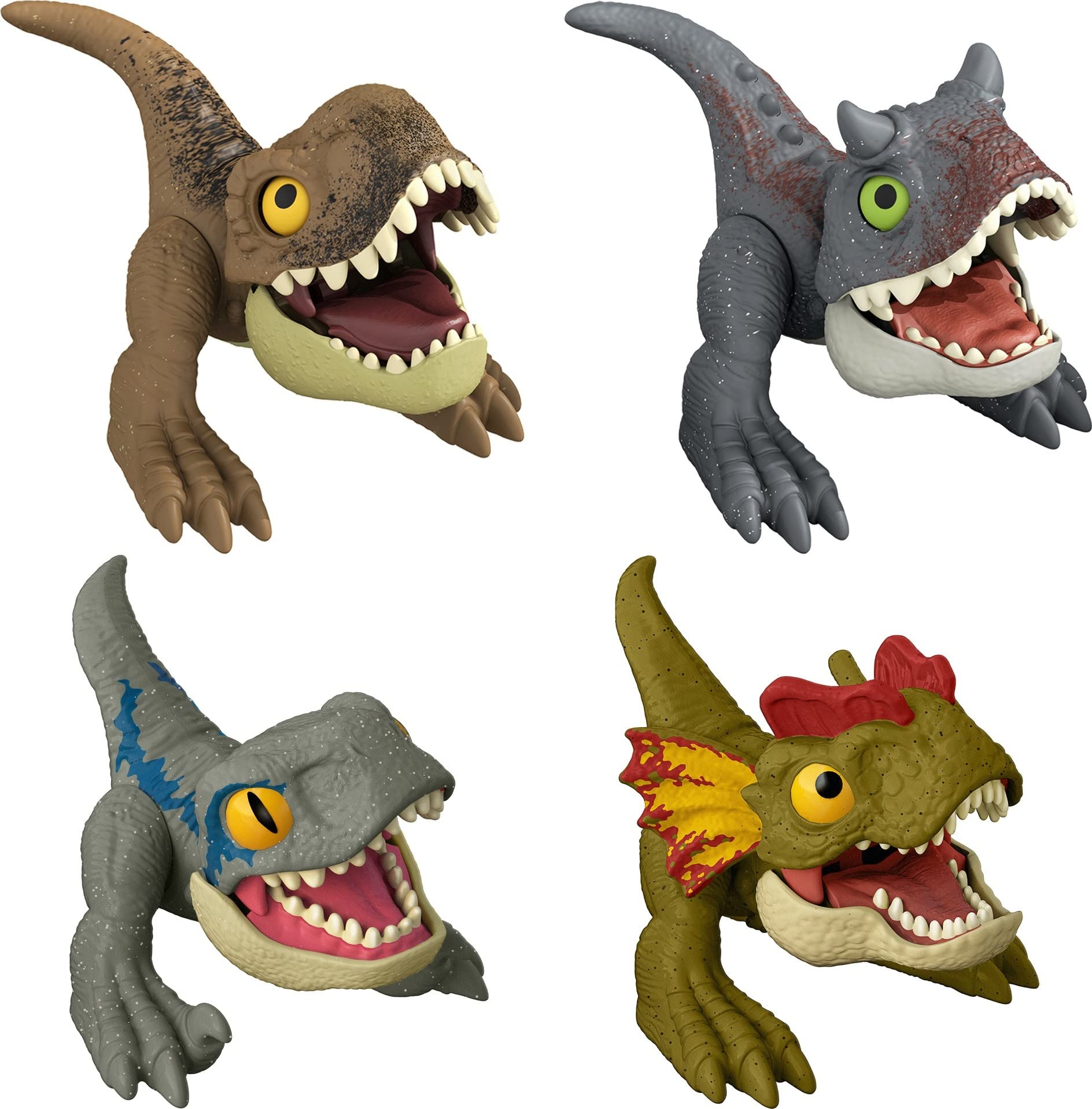 Mattel Jurassic World Dominion Uncaged Wild Pop Ups 4-Pack Dinosaur Action Figures - Survival Instinct Collectible Toy Set with Manual Activation | Perfect for Kids Play, Dinosaur Lovers & Jurassic World Fans