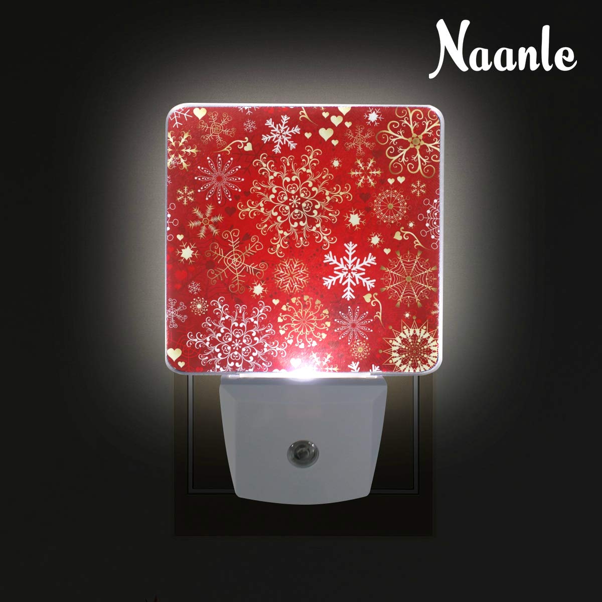 2 Pack Naanle Christmas Snowflake LED Plug-in Night Light with Dusk to Dawn Auto Sensor - Perfect for Hallway, Bedroom, Bathroom & Kitchen Emergency Lighting (Holiday Decor & Nighttime Safety)