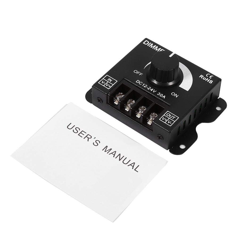 12V-24V LED Dimmer Switch PWM Controller - Adjustable Brightness Knob for LED Strip Lights, Home & Office Lighting, DIY Projects - Perfect for Bedroom, Kitchen, Cabinet, and Decorative Lighting