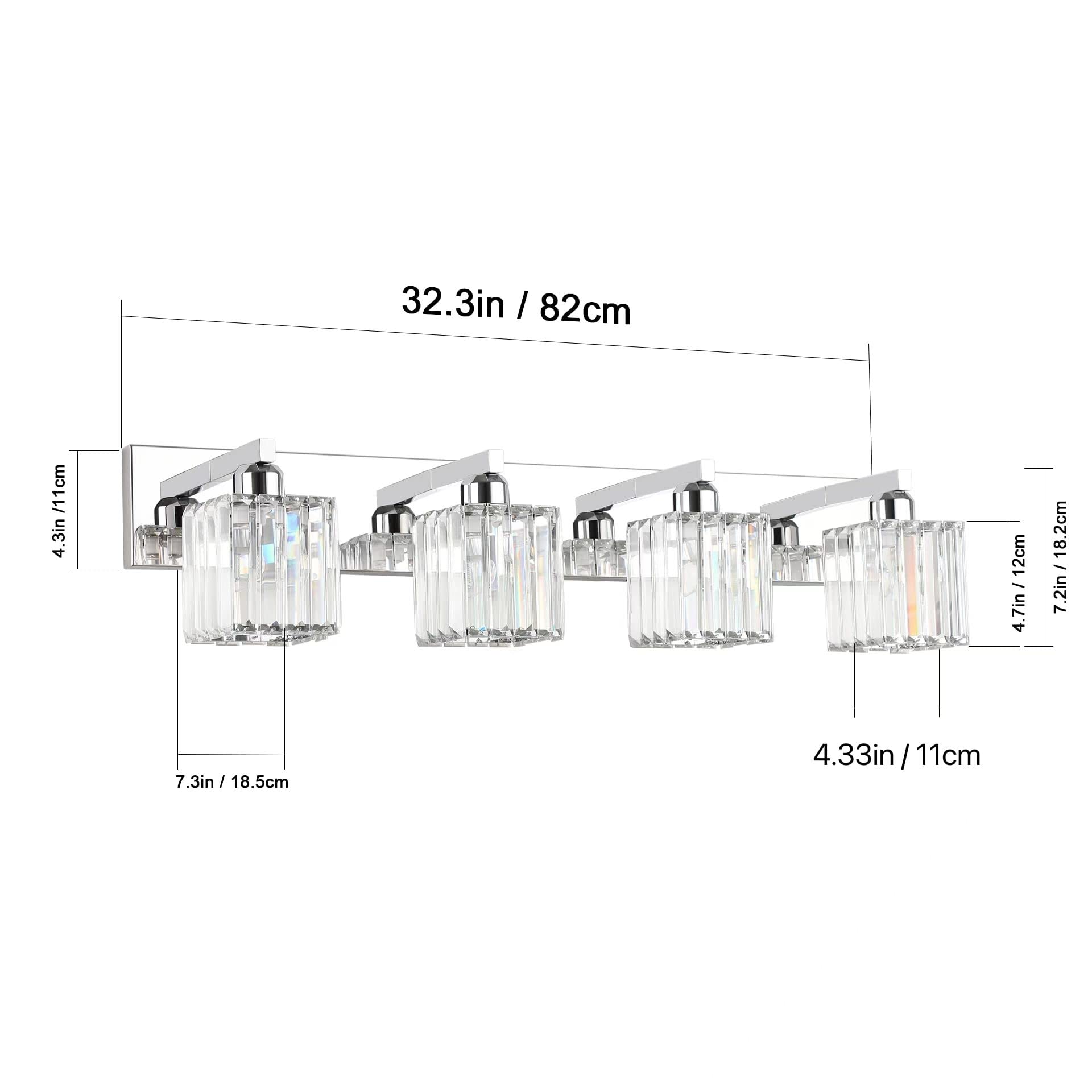 **Aipsun Modern Crystal Bathroom Vanity Light Fixture - 4-Light Chrome Vanity Lighting for Bathroom (Bulbs Not Included) - Perfect for Home, Hotel, and Spa Decor**