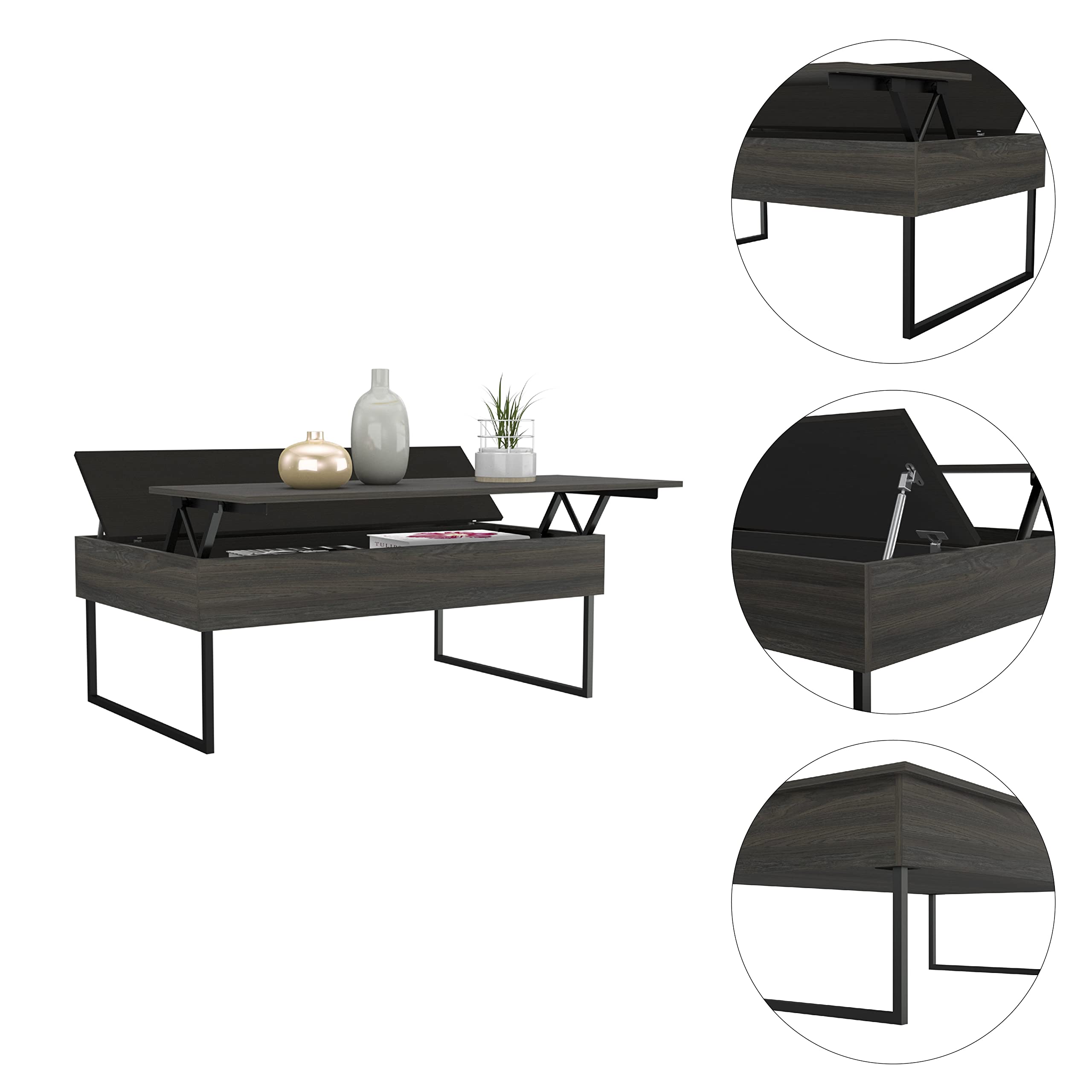Chester Lift Top Coffee Table with Storage - Modern Living Room Furniture for Small Spaces | Perfect for TV Snacks, Remote Control Storage & Home Organization