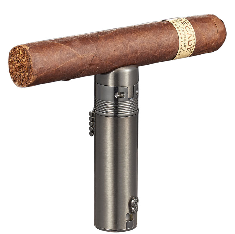 Visol Saddle Triple Torch Lighter - Windproof Butane Lighter for Cigars, Outdoor Camping & BBQ (Gun Metal)