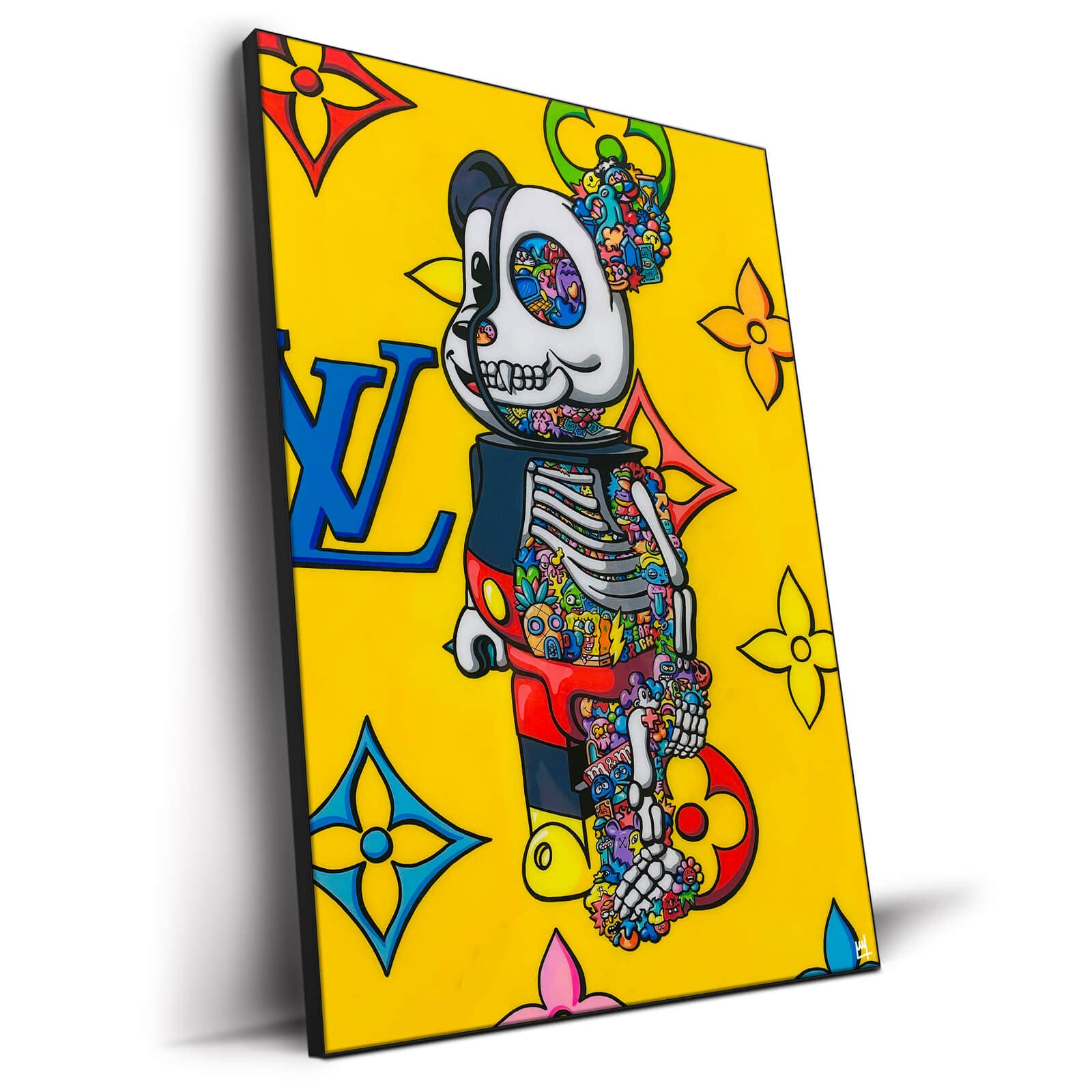 Wegs.Art Mickey Mouse Vuitton Inspired Wall Art - Large 32x48 Inch Black Canvas Painting - Perfect for Living Room, Bedroom & Office Decor