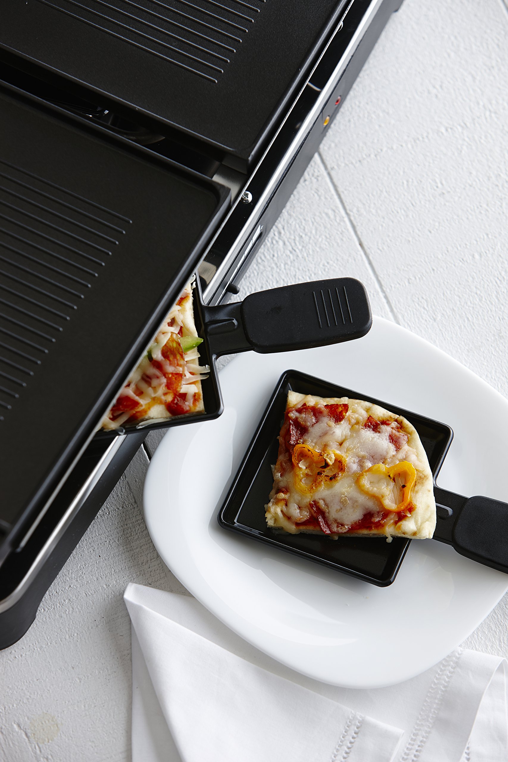Trudeau 0539331 Fiesta Raclette & Reversible Grill Set, Black - Perfect for Parties, Family Gatherings & Indoor/Outdoor Dining