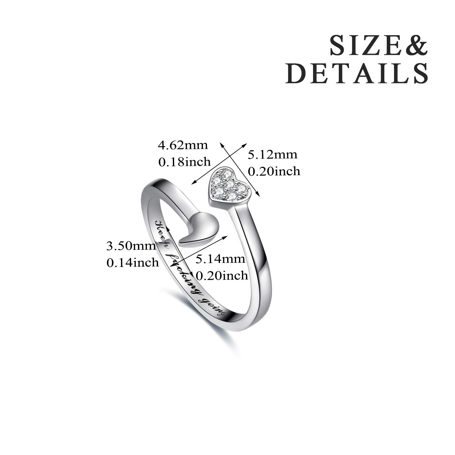 925 Sterling Silver Keep Going Semicolon Ring - Inspirational Jewelry Gift for Women, Depression Awareness, Anxiety Support - Perfect for Daily Wear, Motivational Present, Self-Love Reminder