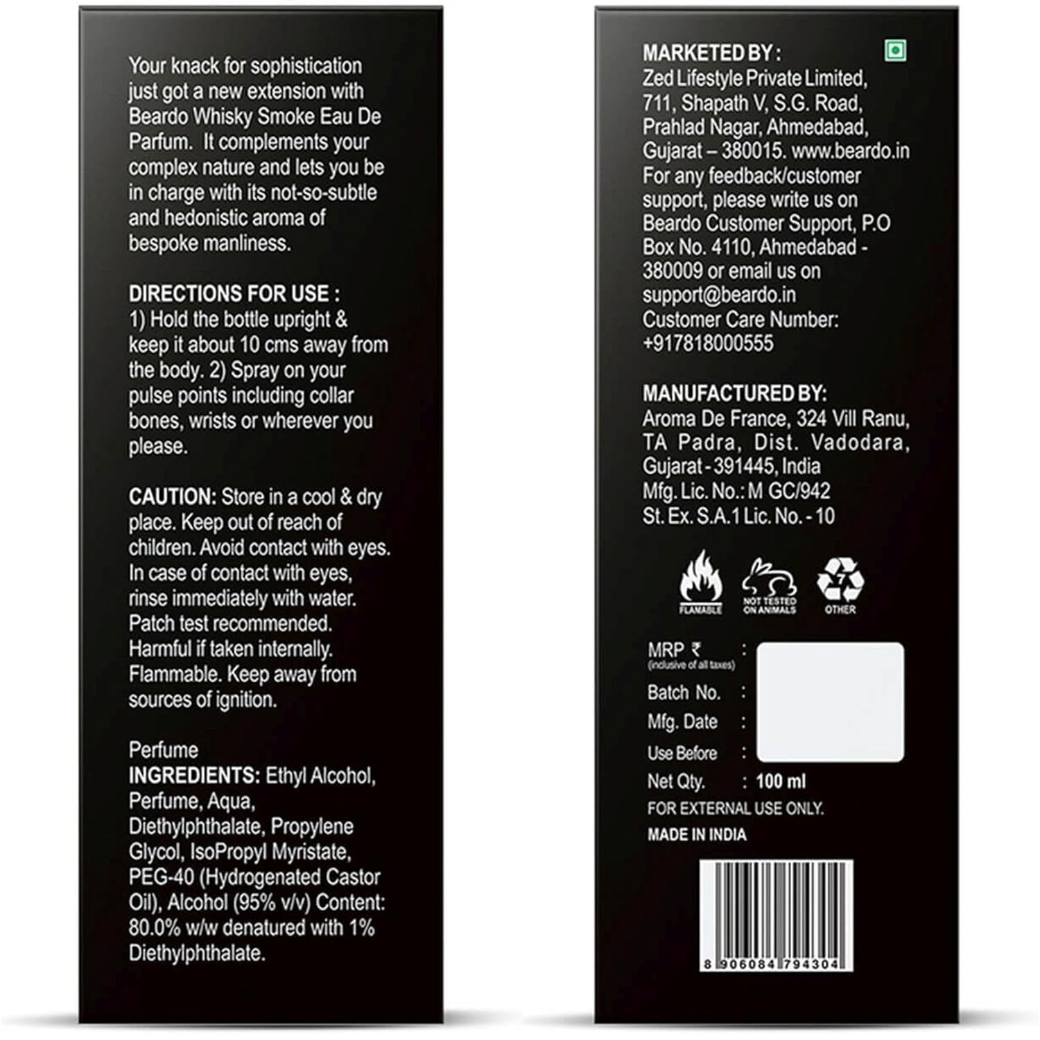 Beardoo Whisky Smoke Cologne for Men - 100ml Spicy Woody Oudh Eau de Parfum | Long Lasting Men's Fragrance | Date Night & Evening Wear Body Spray | Perfect for Romantic Dinners, Nightclubs & Special Occasions