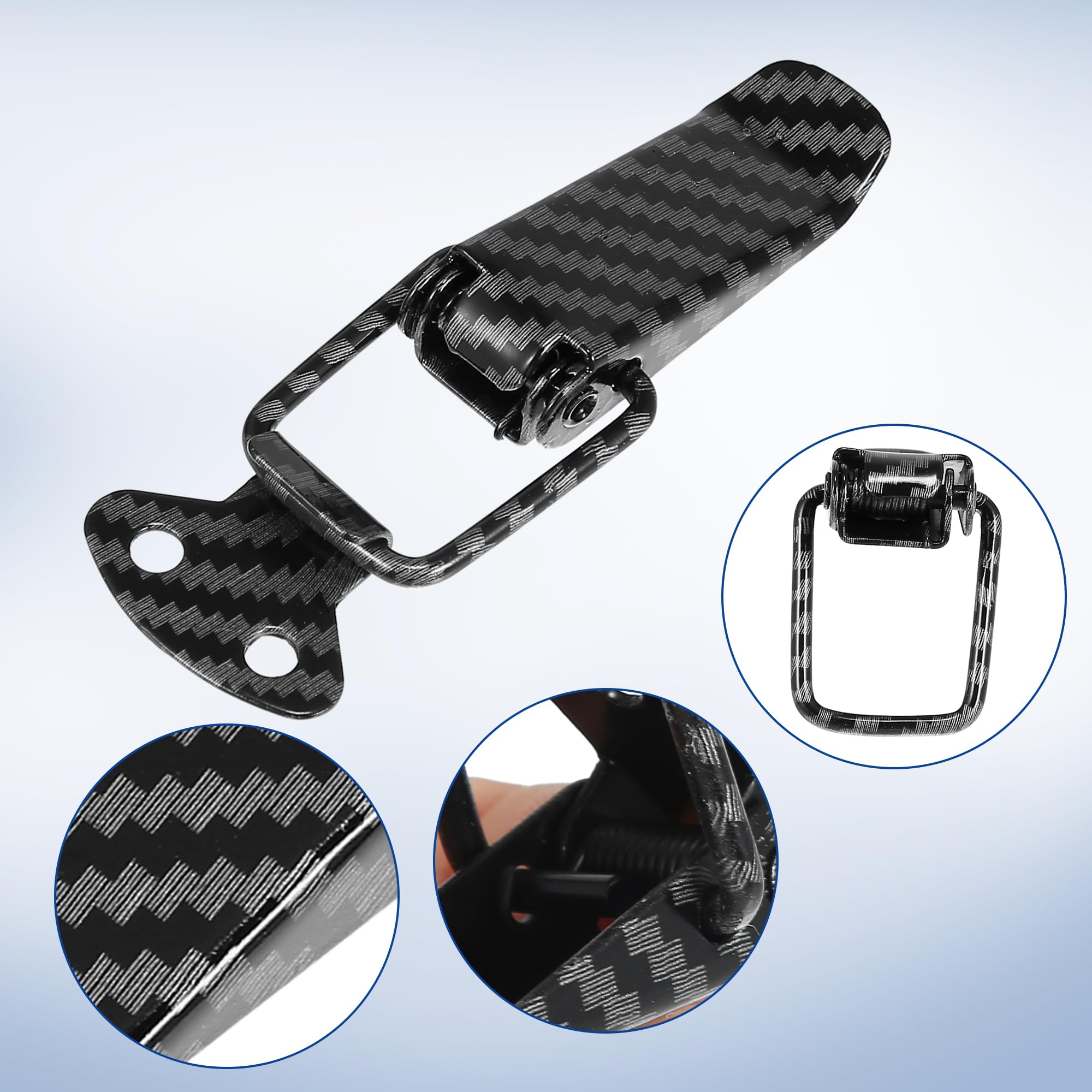 Universal Car Bumper Security Hook Lock Clips Kit - Quick Release Fasteners for Trunk & Fenders (Carbon Fiber Pattern, 80x28mm, 2pcs) - Perfect for Auto Repair, DIY Car Maintenance & Vehicle Accessories Upgrade