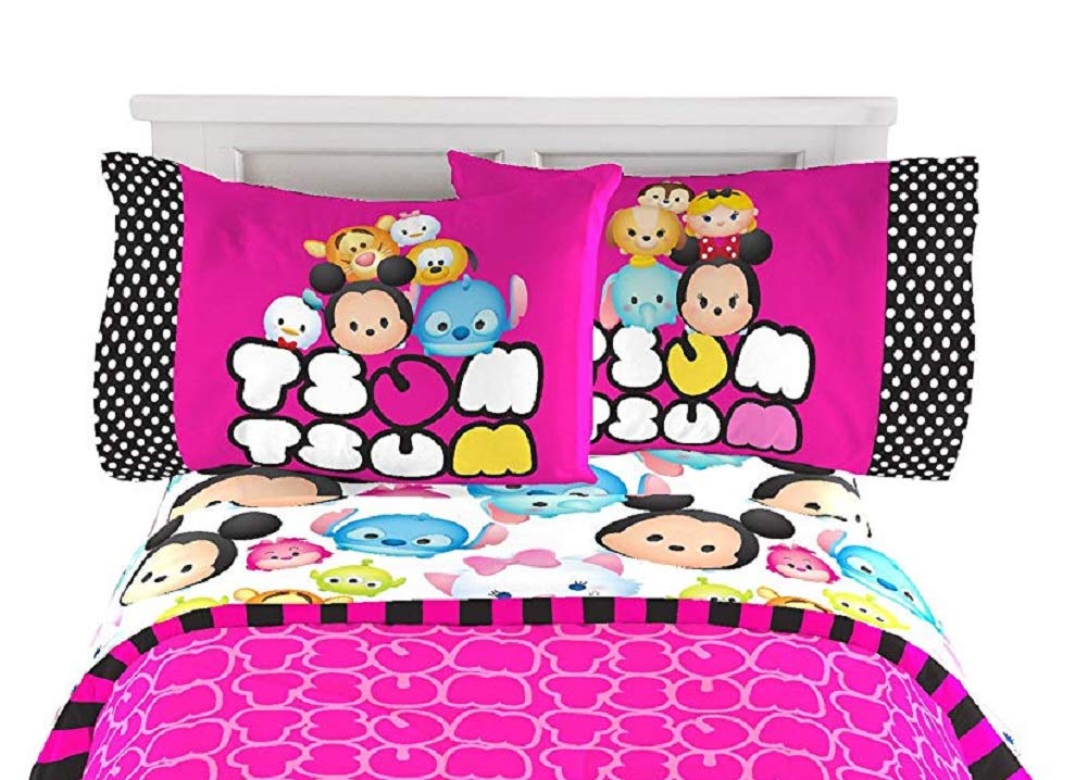 Disney Tsum Tsum 3-Piece Twin Bed Sheet Set - Soft Microfiber Bedding for Kids & Adults - Perfect for Disney Fans' Bedrooms, Dorms, and Gift Giving