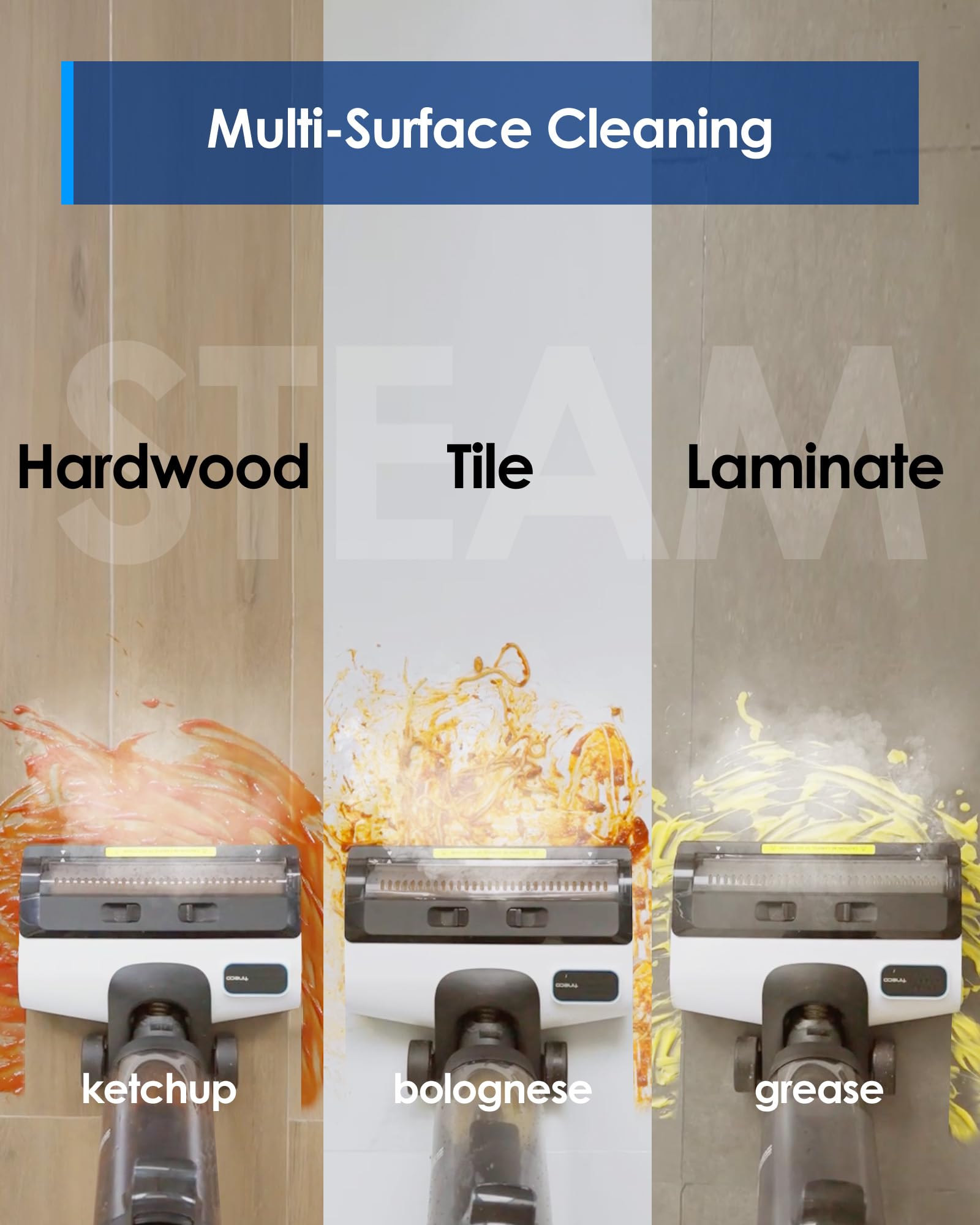 Tineco iFLOOR 5 Steam Corded Wet Dry Vacuum Cleaner - All-in-One Steam Mop for Hardwood Floors, 248℉ High-Temperature Steam, Self-Cleaning System - Perfect for Sticky Messes, Pet Hair, and Deep Cleaning Kitchens & Bathrooms