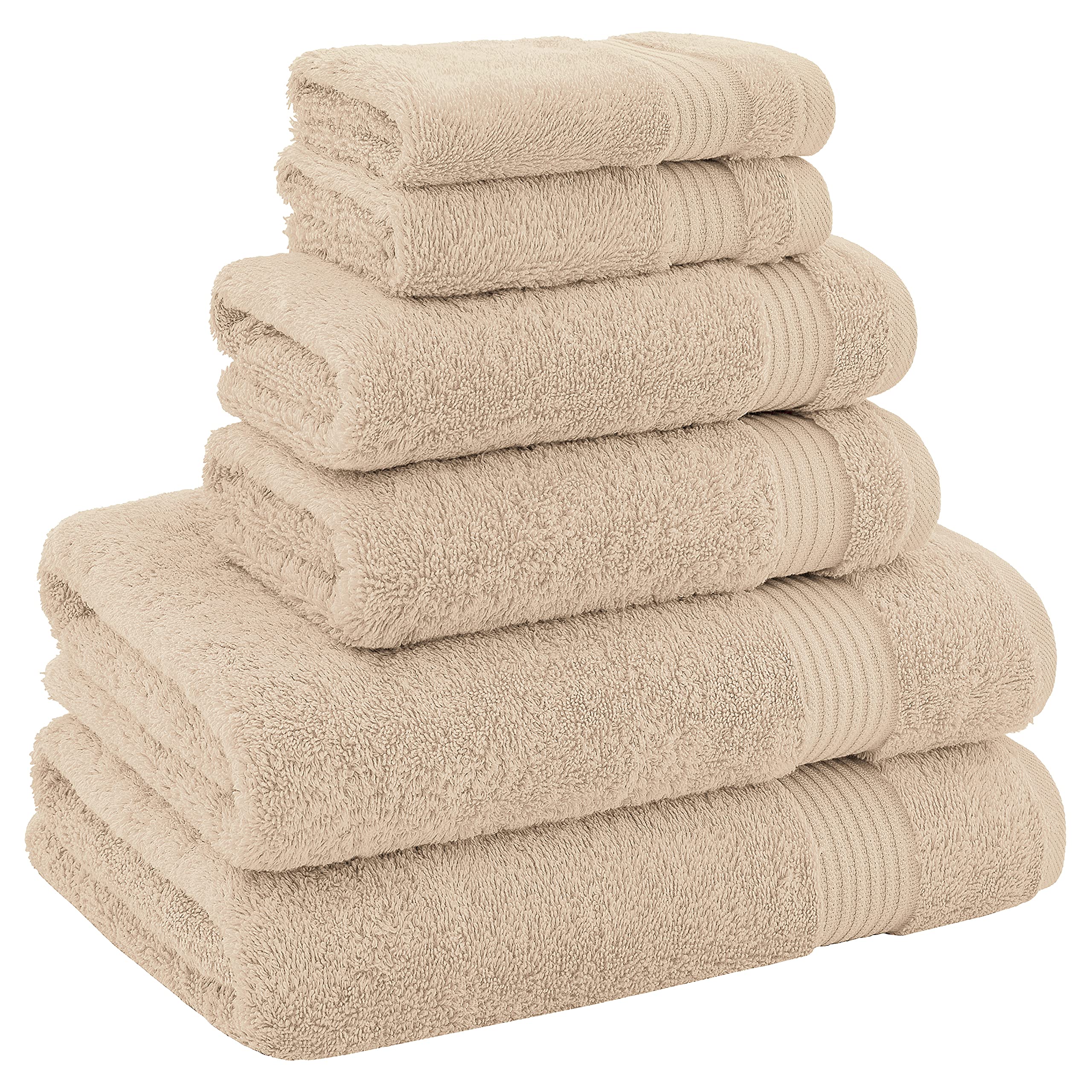 Premium 100% Cotton Turkish 6-Piece Bath Towel Set - 2 Bath Towels, 2 Hand Towels & 2 Washcloths - Ultra Soft & Absorbent Luxury Towels for Spa, Bathroom & Guest Essentials (Beige)