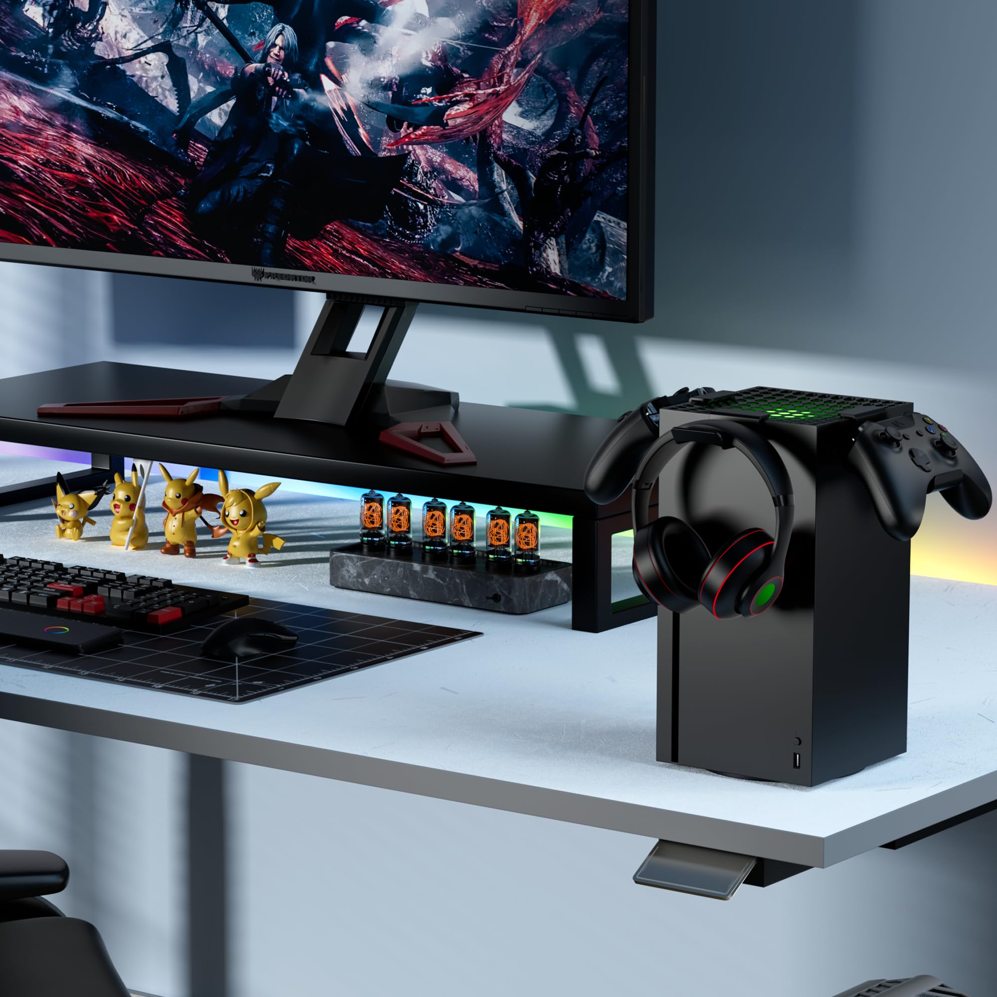 Xbox Series X Controller Holder with Detachable Design - 2 Controller Stands & Headphone Stand for Gaming Setup - Perfect for Console Gaming and Organized Gaming Accessories Storage