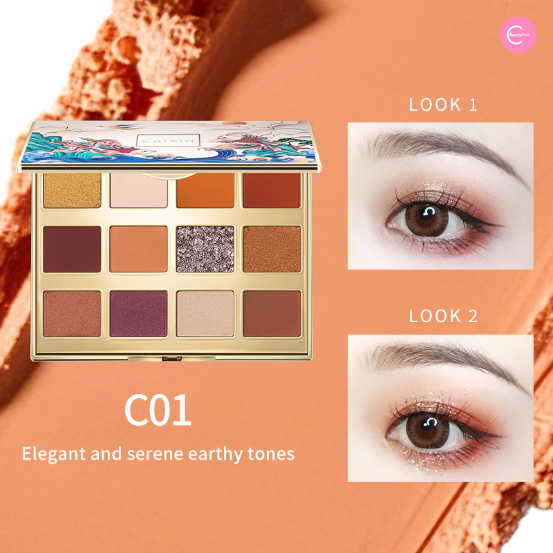 12-Color Catkin Spring River Flower Moon Night Eyeshadow Palette - Long Lasting Pigmented Makeup for Day & Night Looks
