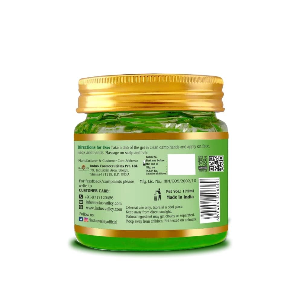 Organic Aloe Vera Gel for Acne & Scar Treatment - 175ml | Non-Toxic, Skin Brightening & Hydrating | Perfect for Daily Skincare, Sunburn Relief & After-Shave Care