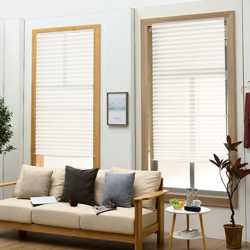 Cordless Temporary Window Blinds | Self-Adhesive No-Drill Pleated Paper Window Shades | Blackout Non-Woven Fabric for Home & Office | Perfect for Renters, Privacy & Light Control