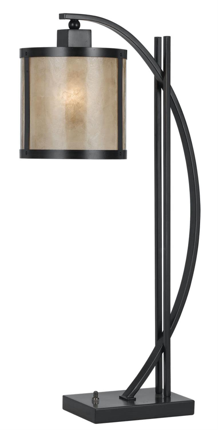 Cal Lighting BO-2320TB Modern Table Lamp with Scavo Glass Shade & Iron Finish - 26