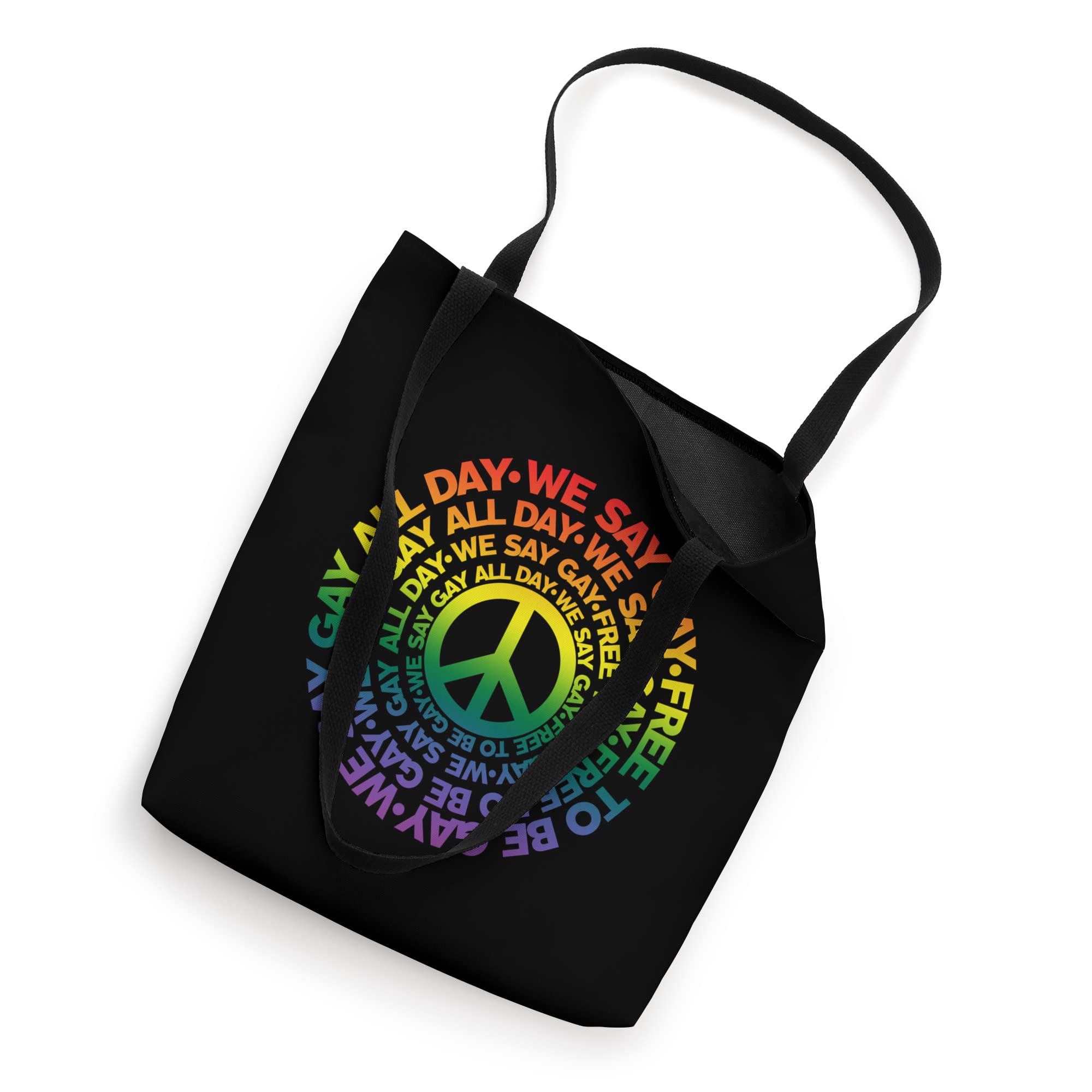 LGBTQ Pride Tote Bag - 'We Say Gay Free To Be Gay' Design - Reusable Grocery Shopping Bag for Everyday Use, Pride Events & Beach Outings