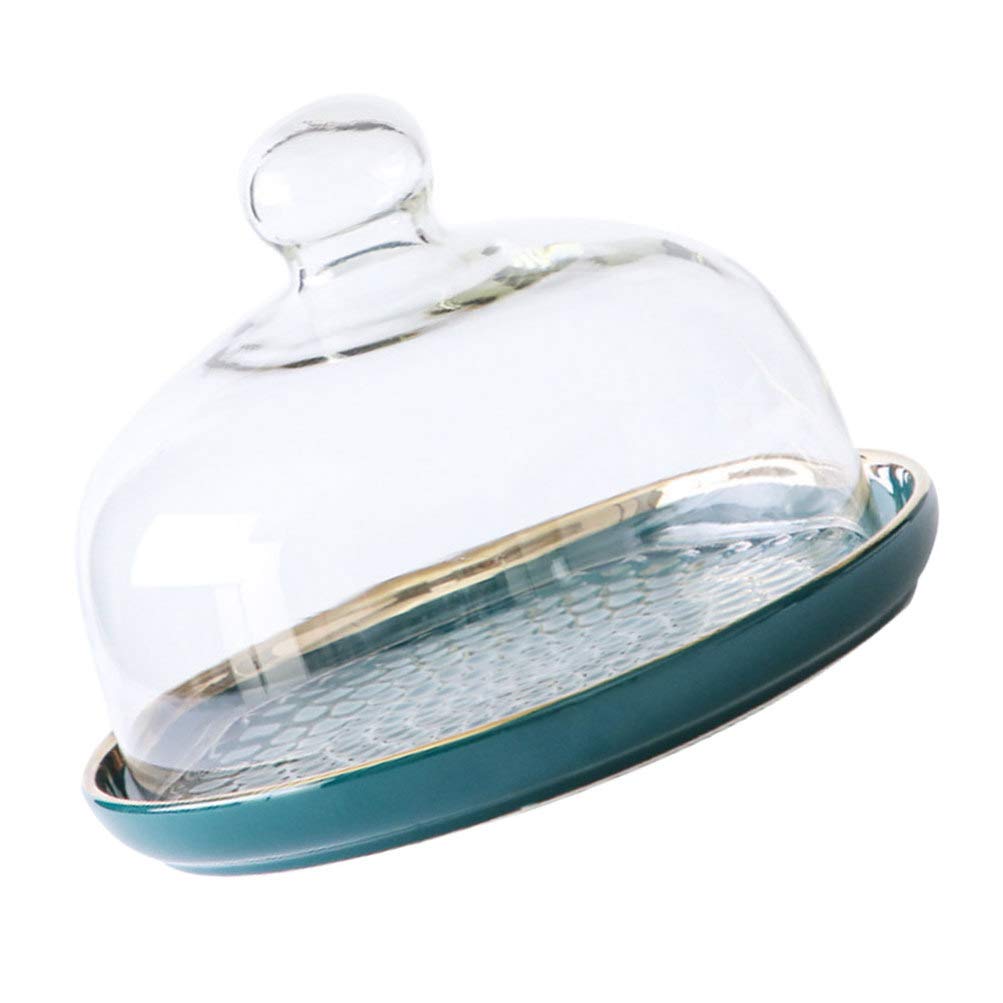 Mini Cake Stand with Glass Dome - Elegant Cupcake Display Holder for Desserts, Pastries, Cheese | Perfect for Weddings, Birthdays & Party Dessert Displays | Durable Cake Plate Rack with Cloche Cover for Stylish Serving
