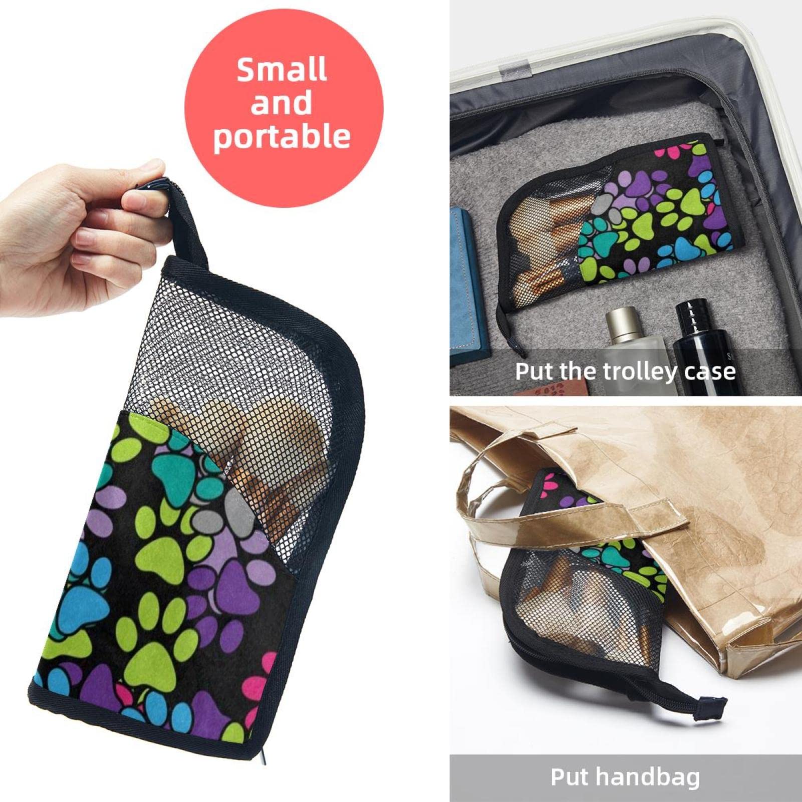 Premium 12-Piece Makeup Brush Organizer Bag with Colored Paw Print - Portable Travel Makeup Brush Holder Case for Professional Artists & Beauty Enthusiasts - Perfect for Home, Travel, and Salon Use